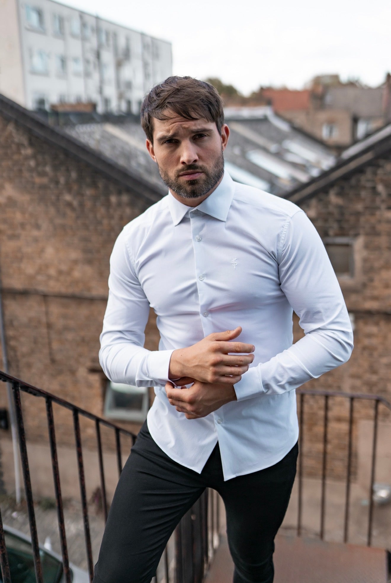 Eros Classic Fit Stretch White Cutaway Collar Shirt  - FS1254