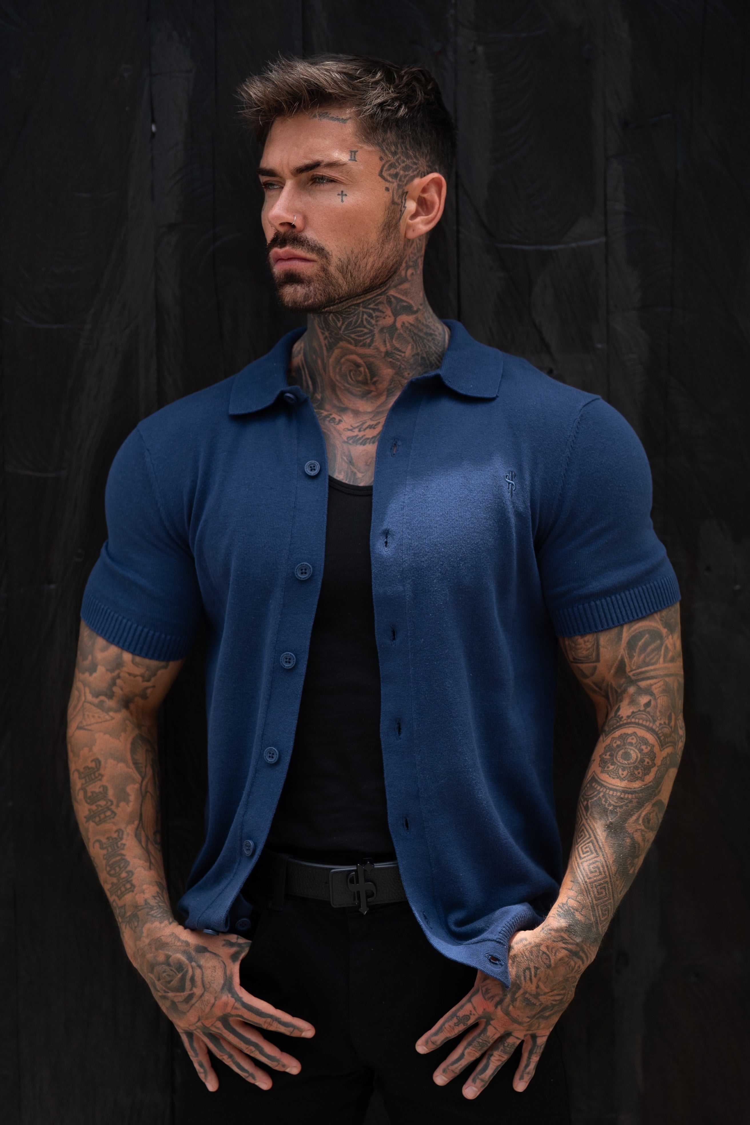 Classic Plain New Navy Knitted Button Through Polo Short Sleeve - FSN212/FSN215