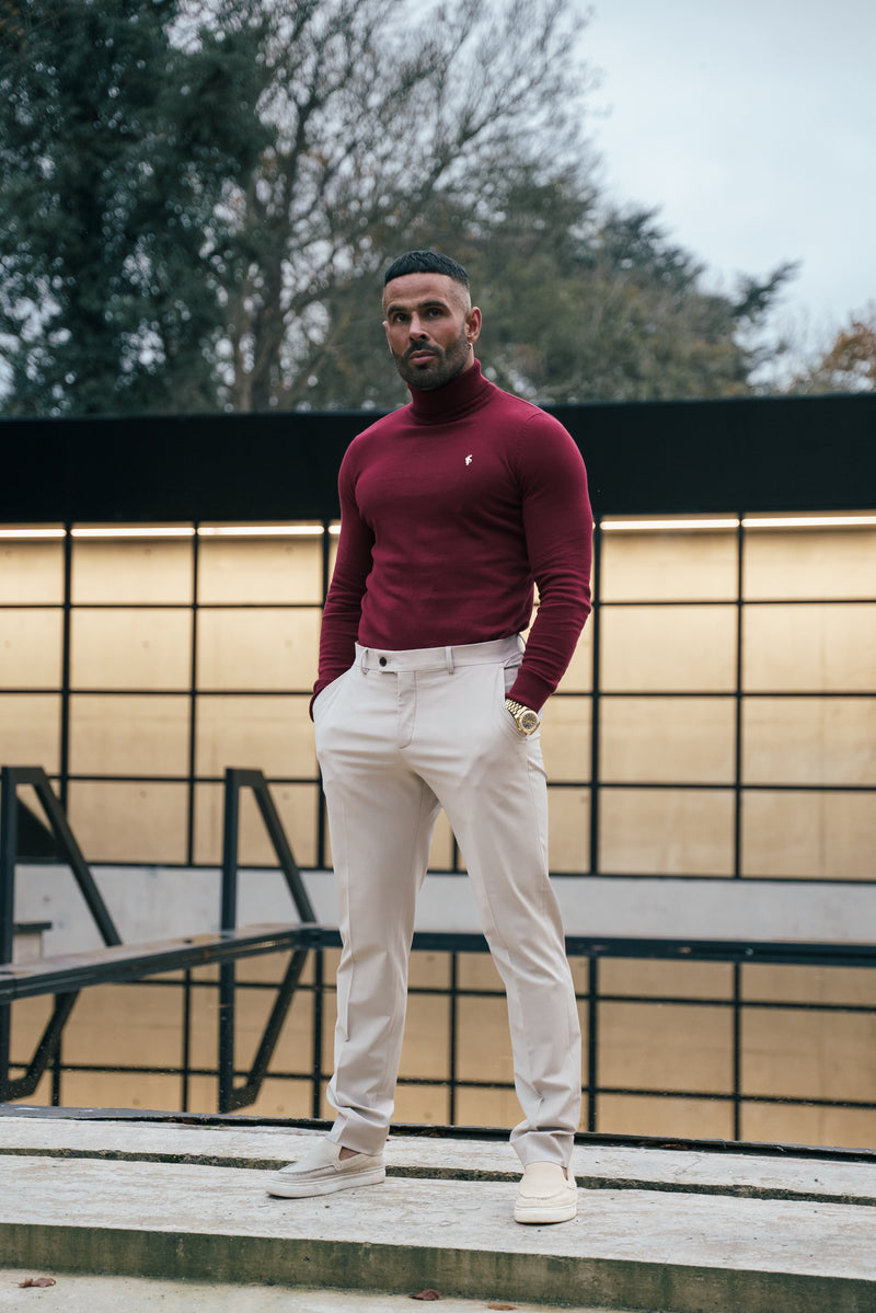 FS Brick Red Roll Neck Knitted Jumper With FS Branding -  FSN203