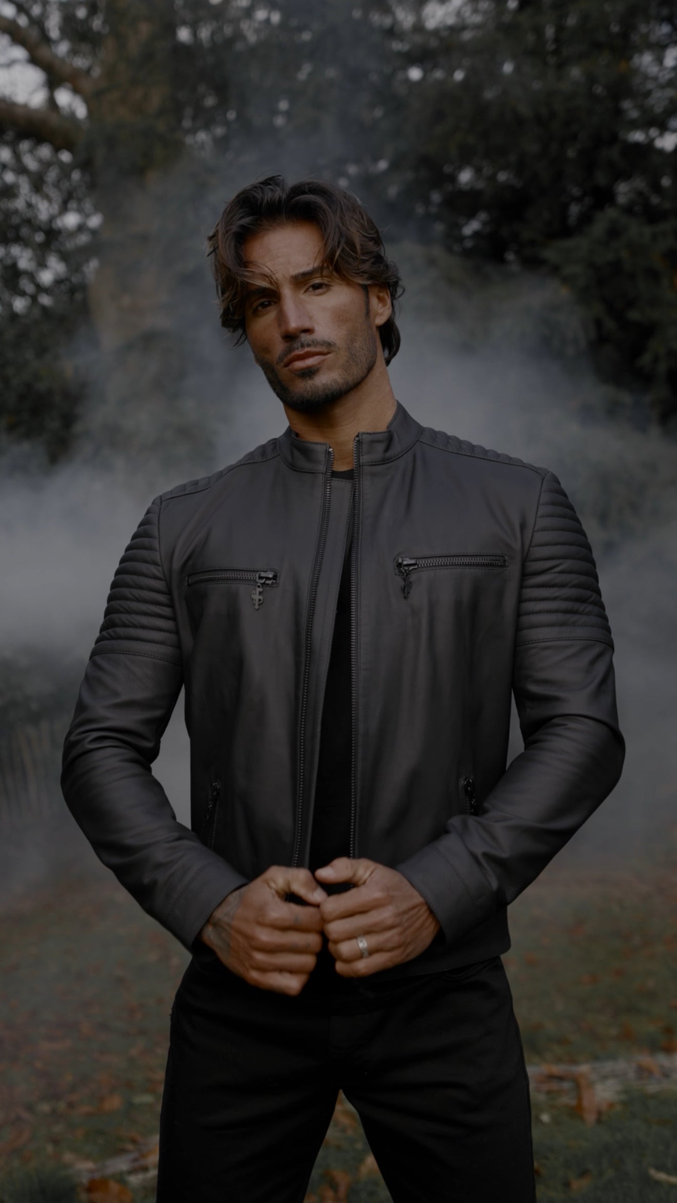 Black Bomber Leather Jacket - FSH1436