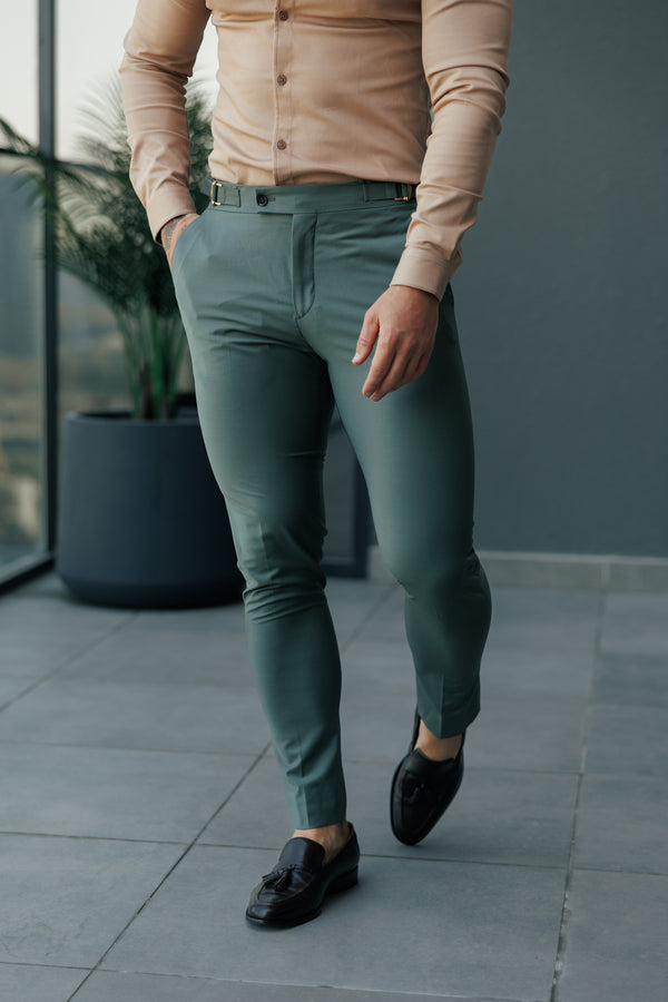 Father Sons Slim Formal Khaki Stretch Pants with Side Adjusters - FST026 