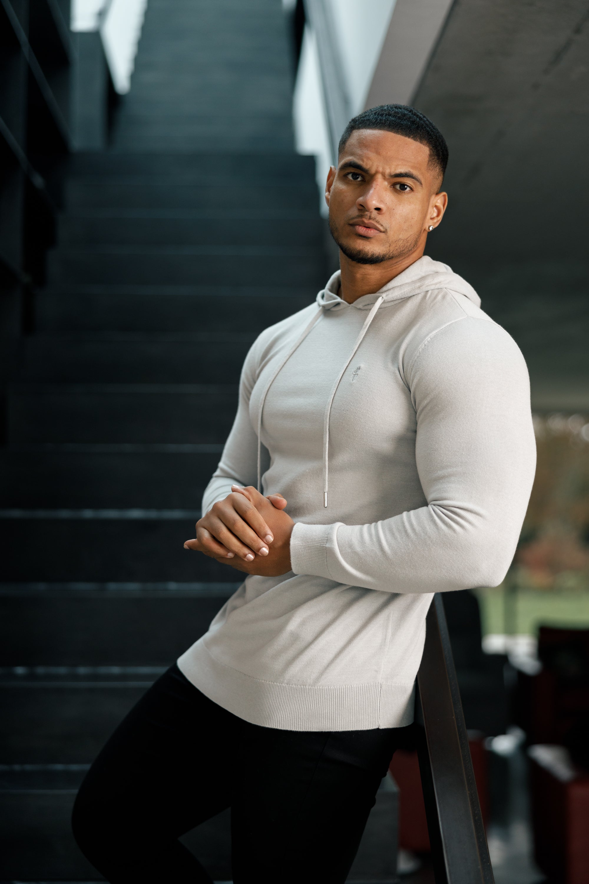 Silver Grey Knitted Overhead Hoodie - FSN117