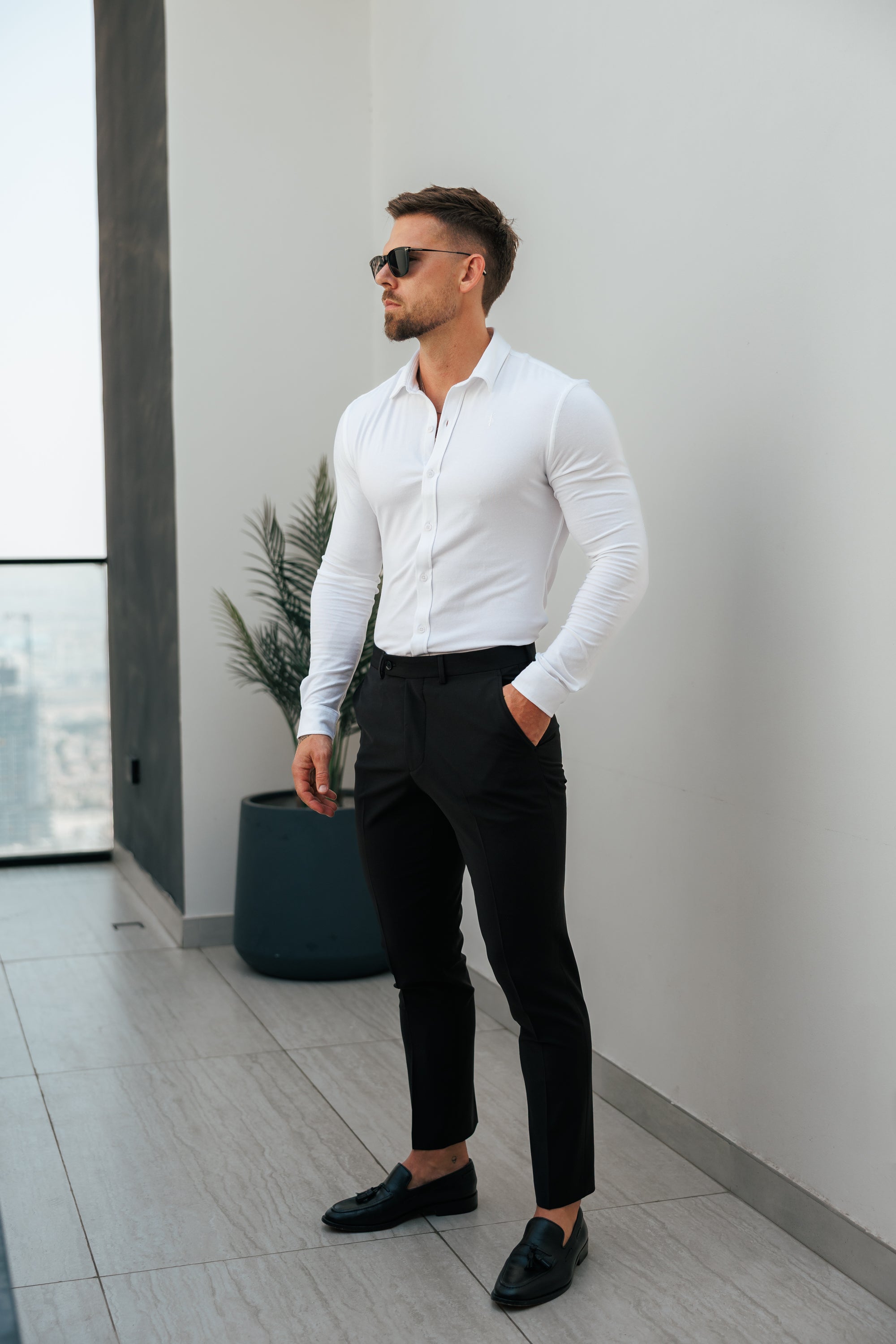 Fitted White Long Sleeve Jersey - FSD001