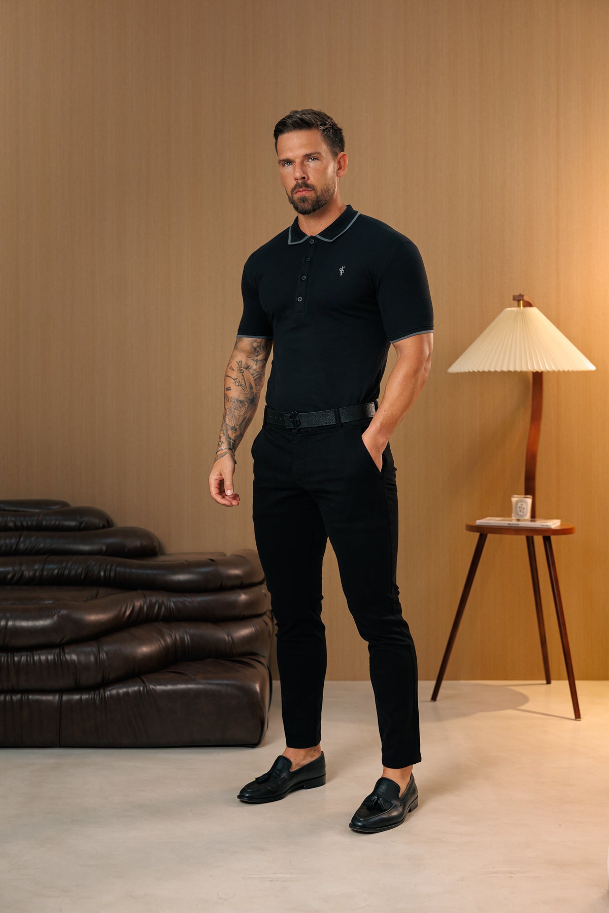 Black Chino Trousers With Belt Loops - FSH1490
