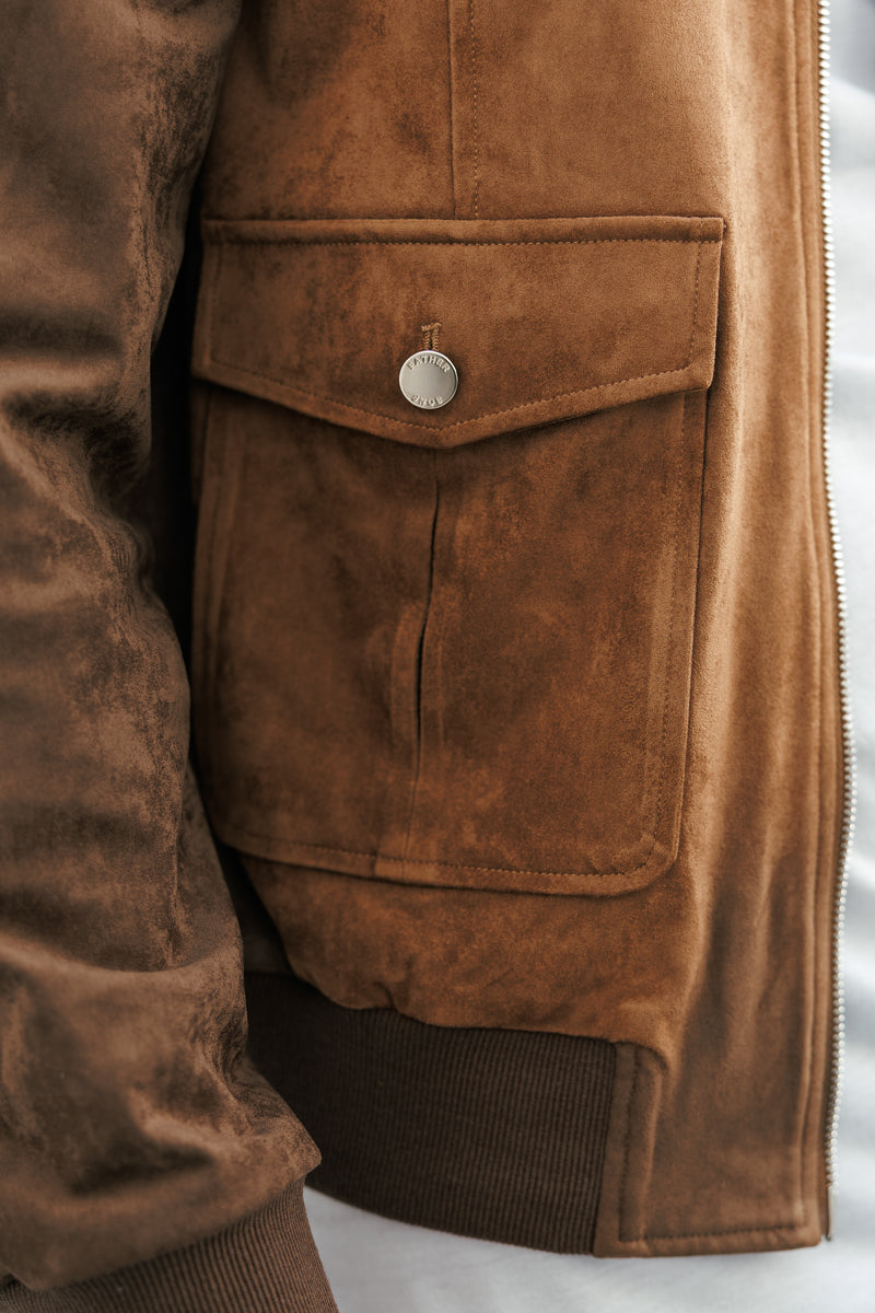 FS Suede Feel Light Brown Bomber Jacket - FSN229