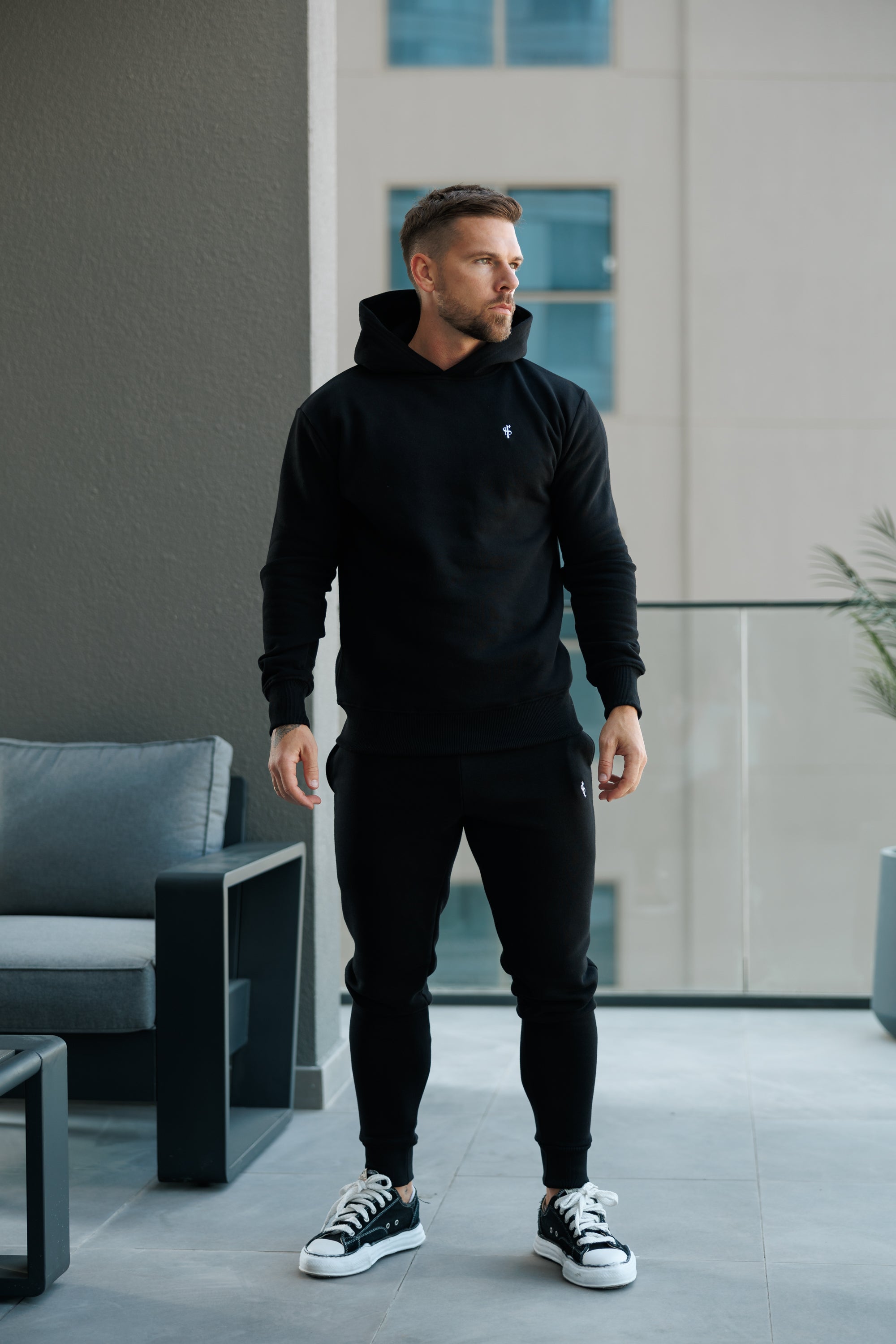 Plain Black Hoodie With FS Branding - FSH1189