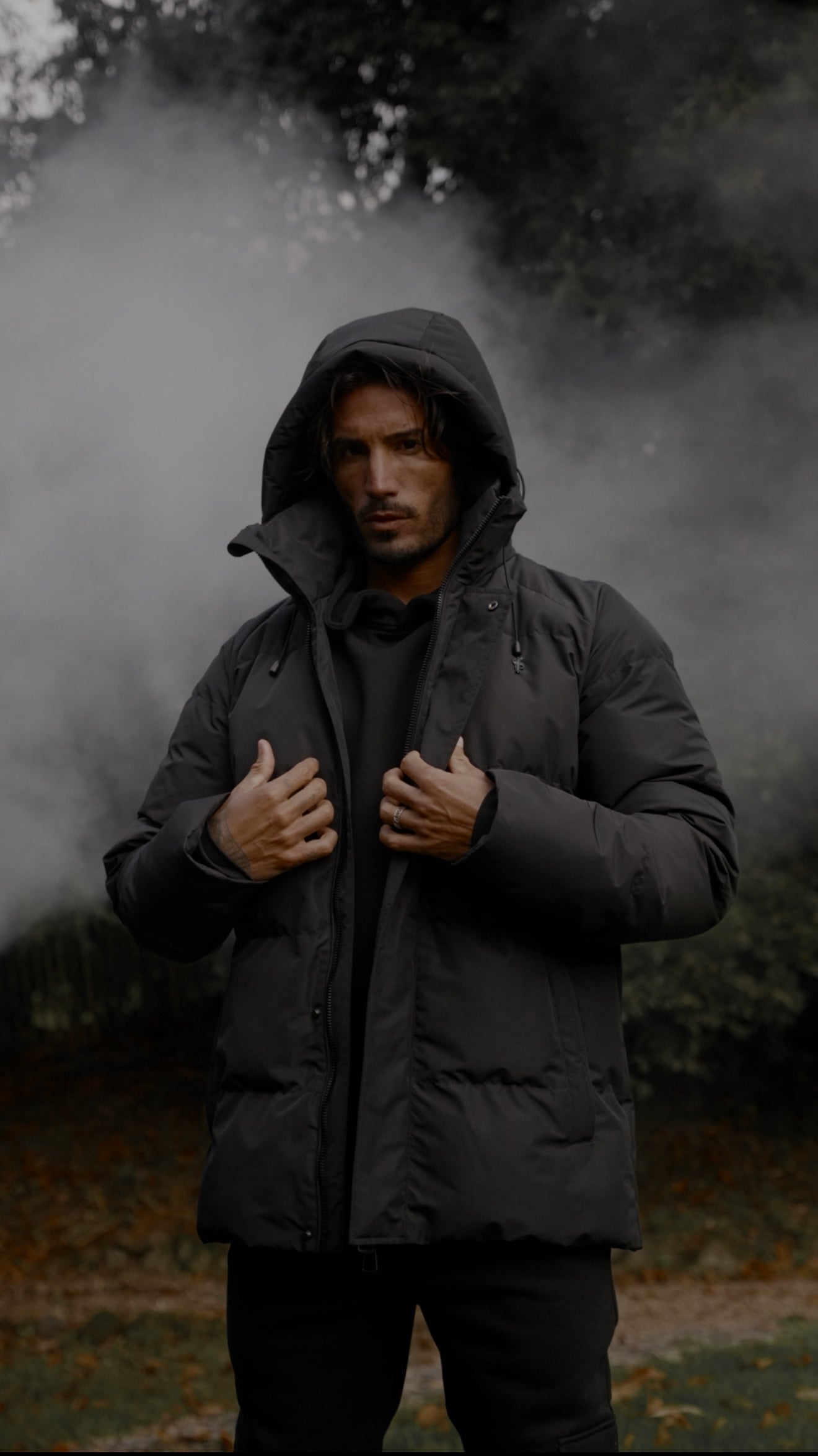 Black Padded Coat with Hood - FSN234