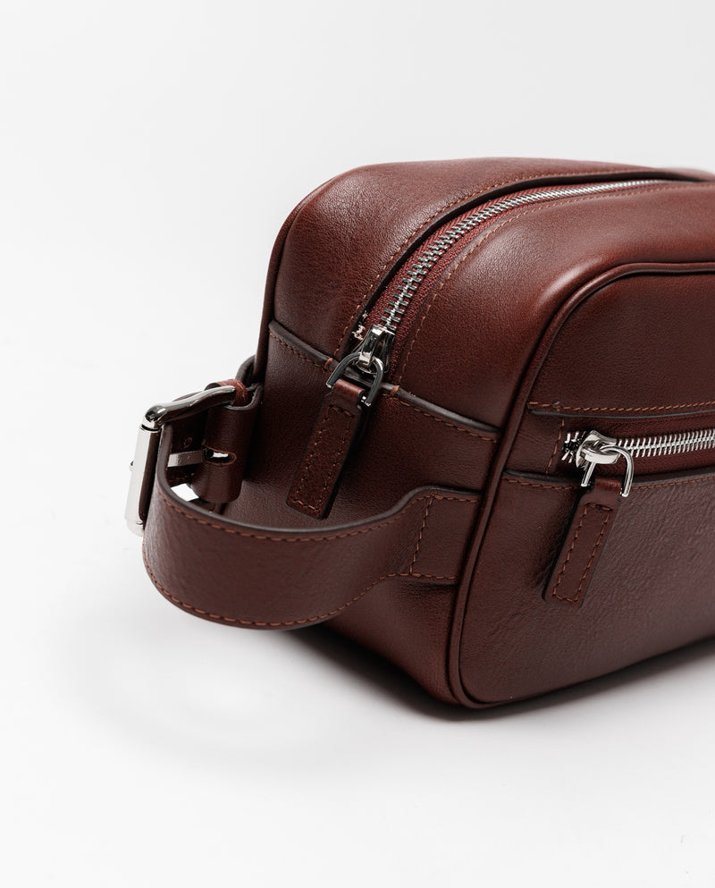 Father Sons Dark Tan Leather Wash Bag - FSH1393