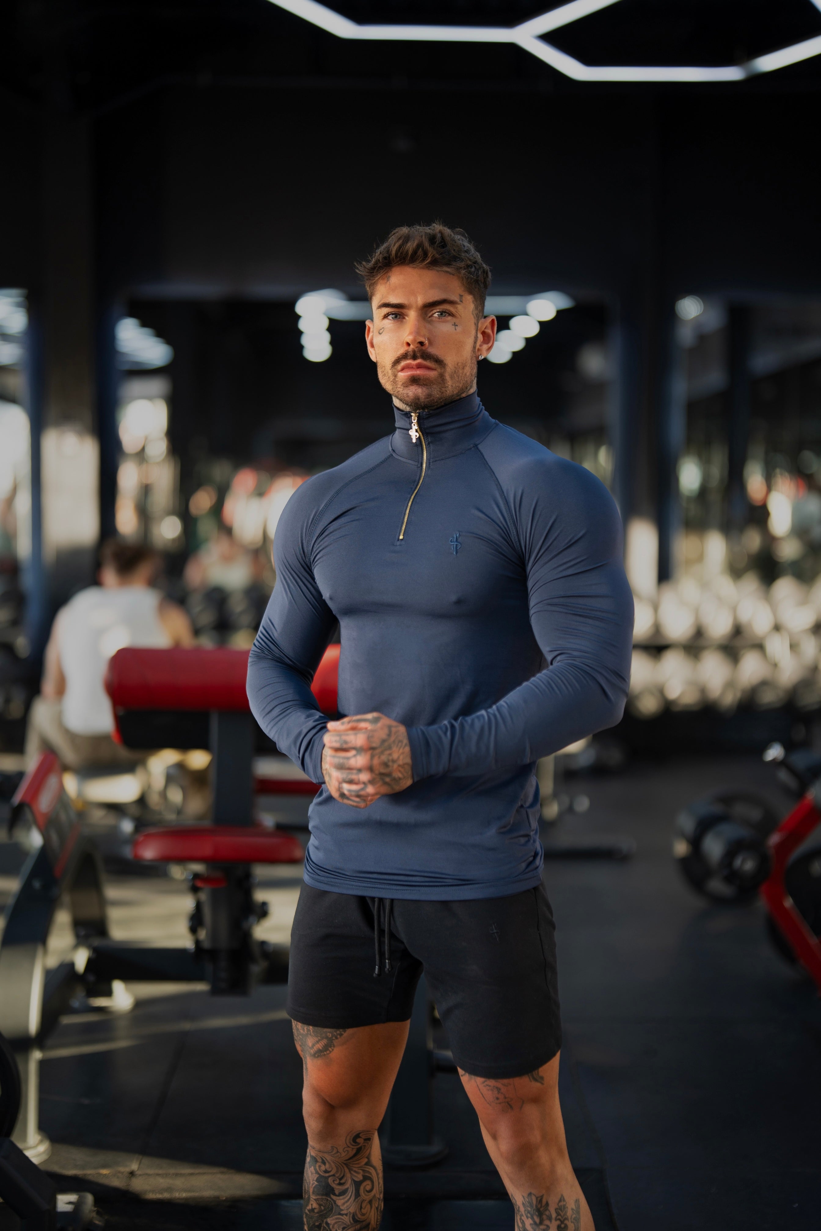 LS Navy Half Zip Gym Top - FSH1282