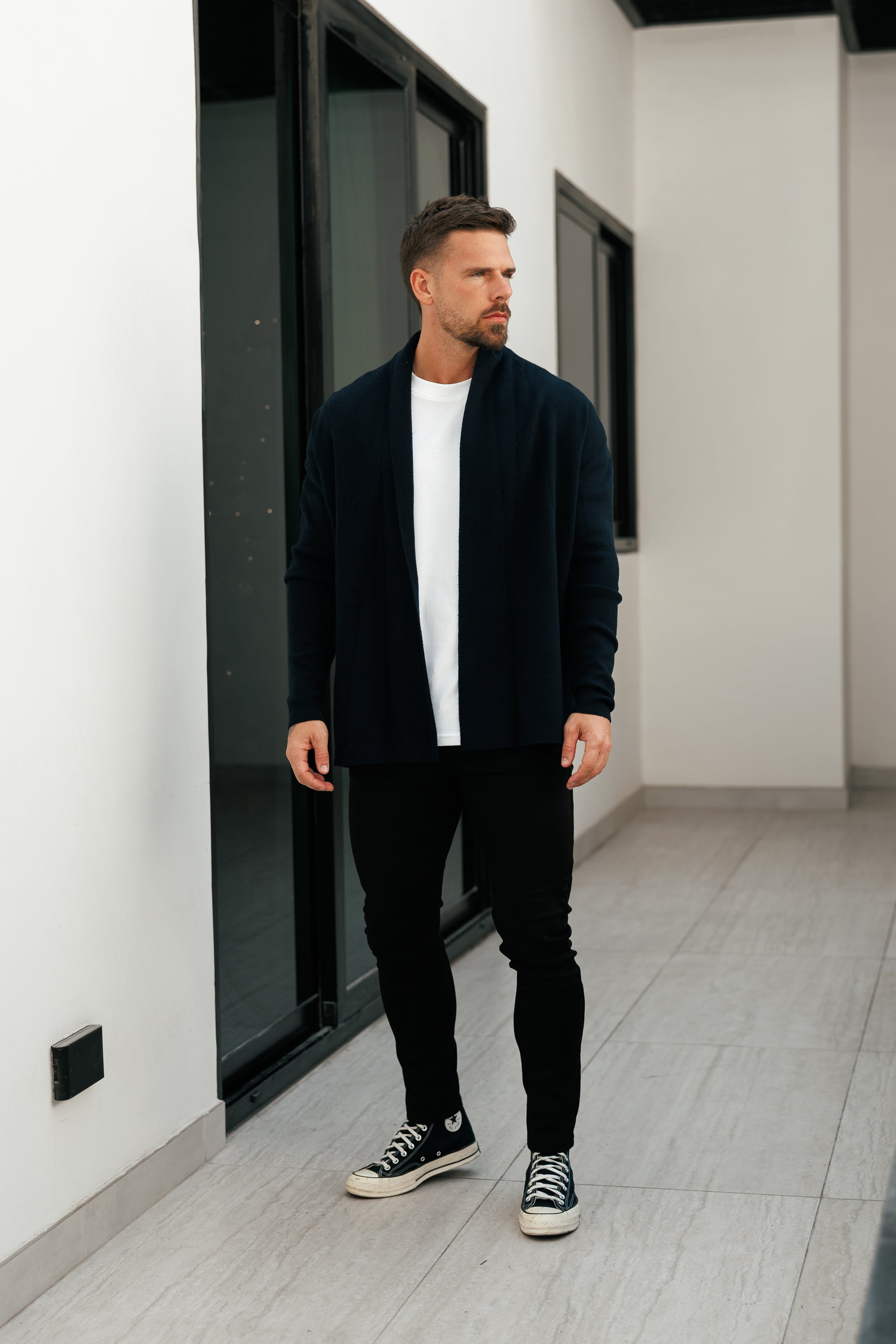 Soft Touch Shawl Cardigan Navy -  FSA002