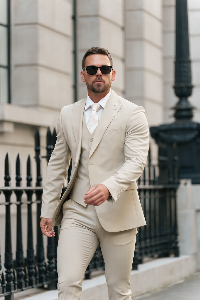 Father Sons Slim Formal Suit Jacket Beige - FSJKT012
