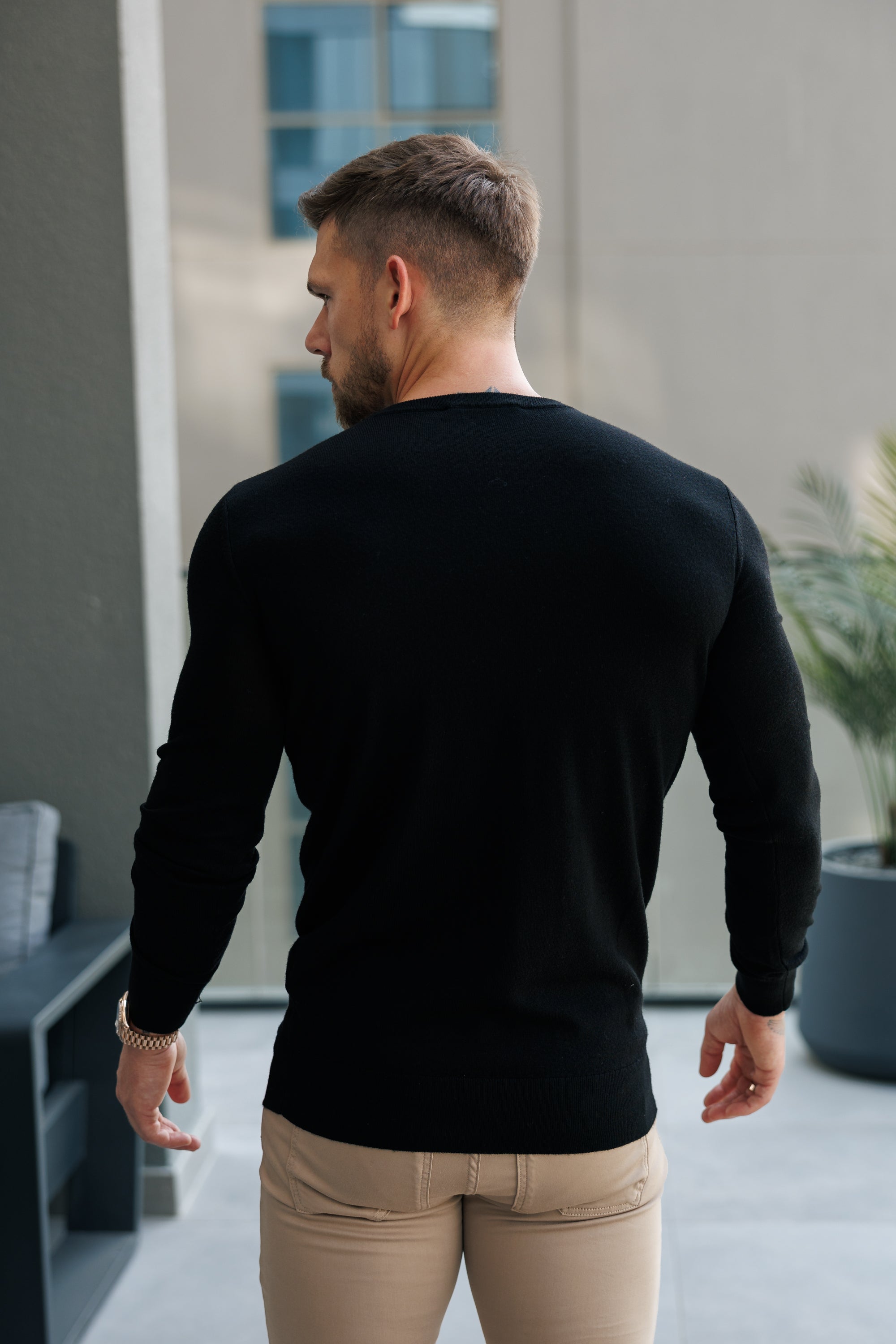 Father Sons Classic Navy Roll Neck Merino Wool Knitted Sweater With FS Embroidery - FSN011