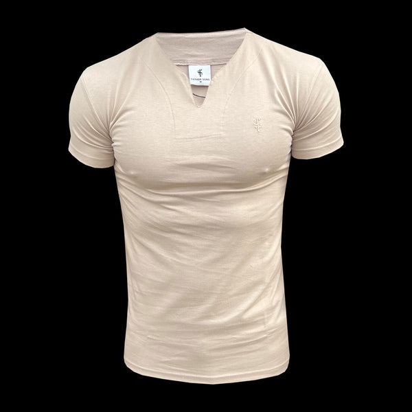 Father Sons Advanced V Neck Crew Short Sleeve Beige - FSH1016