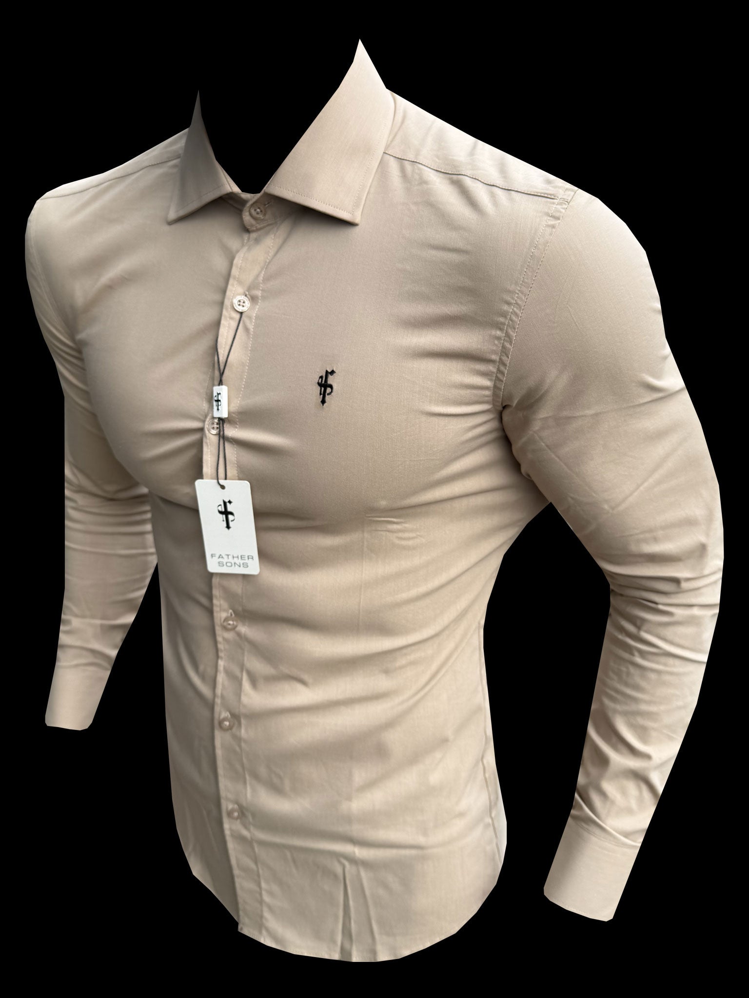 Muscle Fit Advanced Stretch Beige with Cutaway Collar  - FS1166