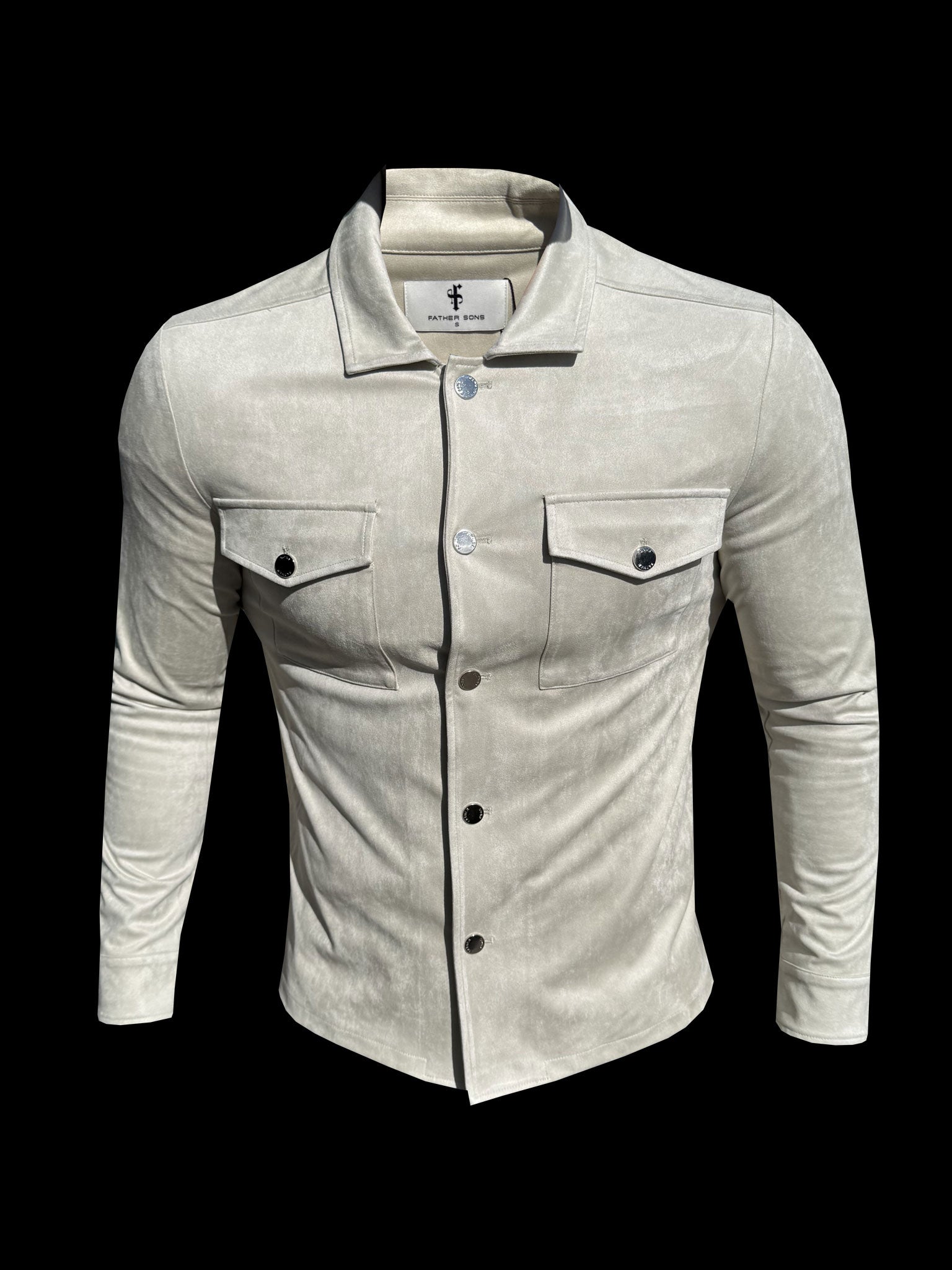 Suede Feel Button Up Jacket Light Grey / Silver - FSN220