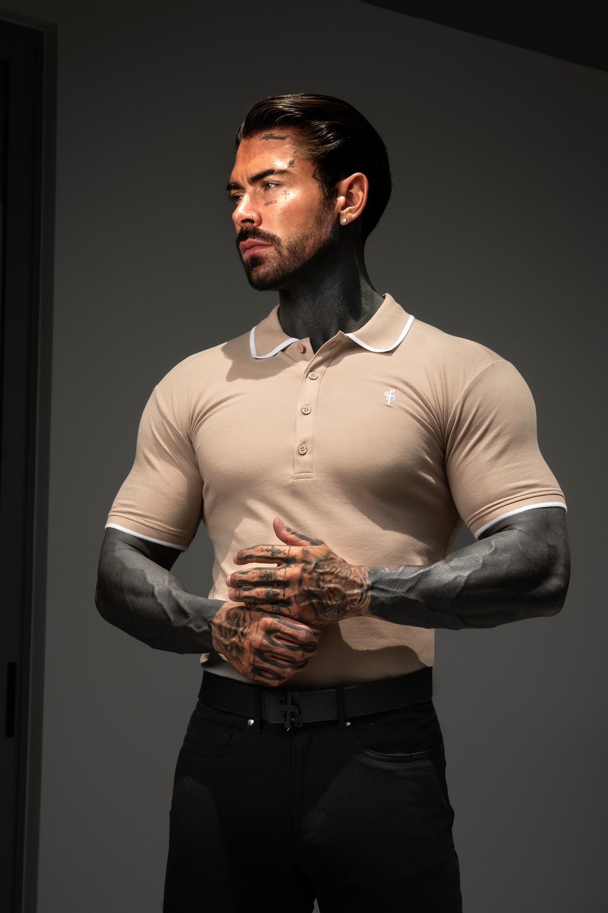 Beige Polo with FS Elastic Sleeve Branding - FSH1554