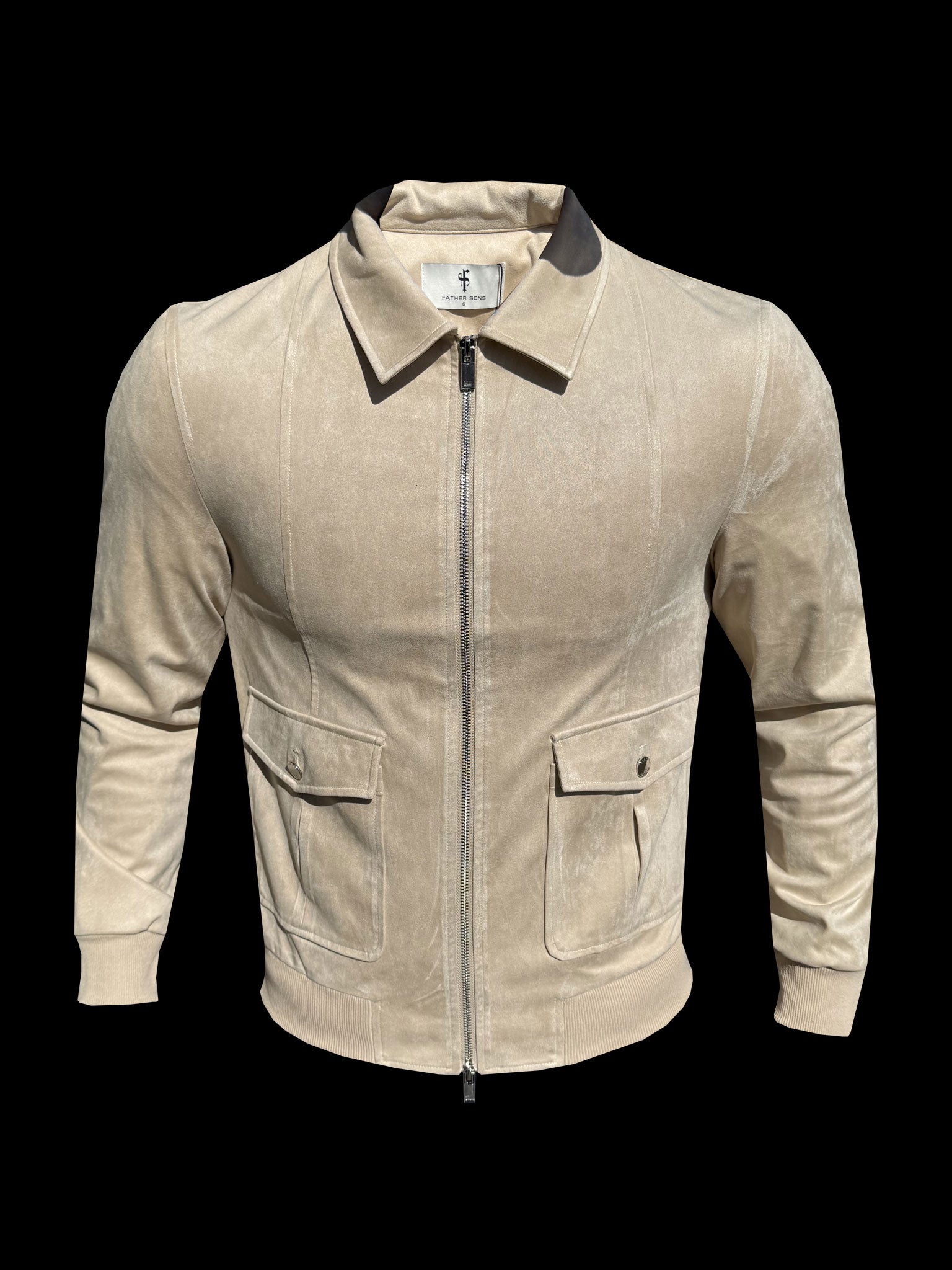 Suede Feel Beige Bomber Jacket - FSN228