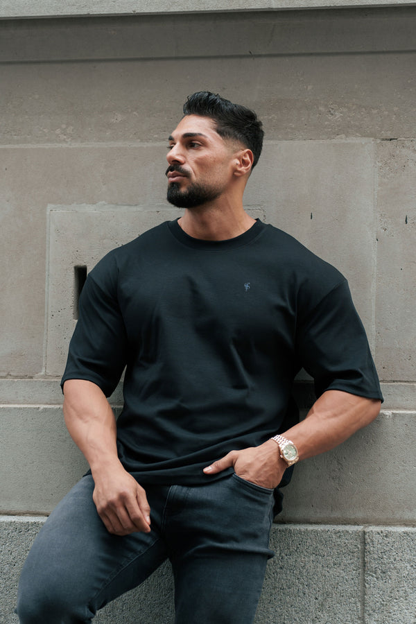 Father Sons Classic Black / Black Oversized Crew T Shirt - FSH1418