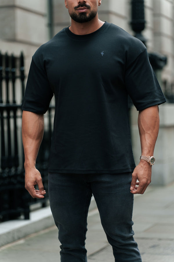 Father Sons Classic Black / Black Oversized Crew T Shirt - FSH1418