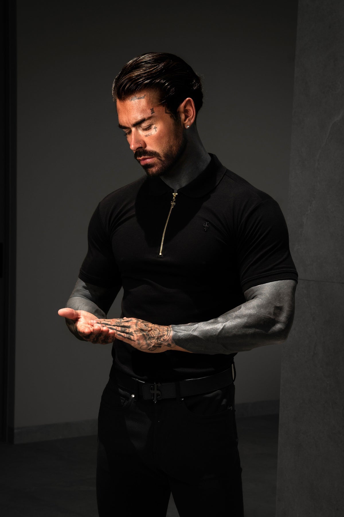 Classic Black and Gold Zipped Polo Shirt - FSH1520