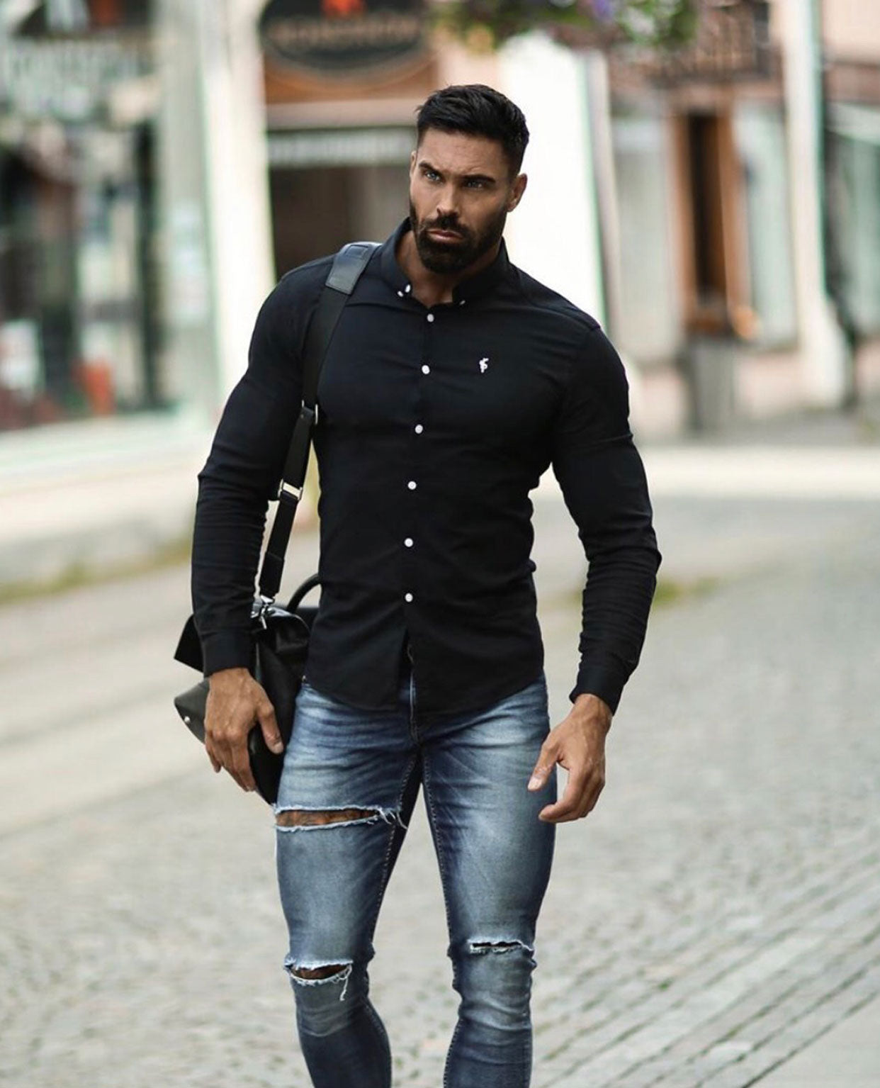 Super Slim Stretch Classic Oxford Black - FS302