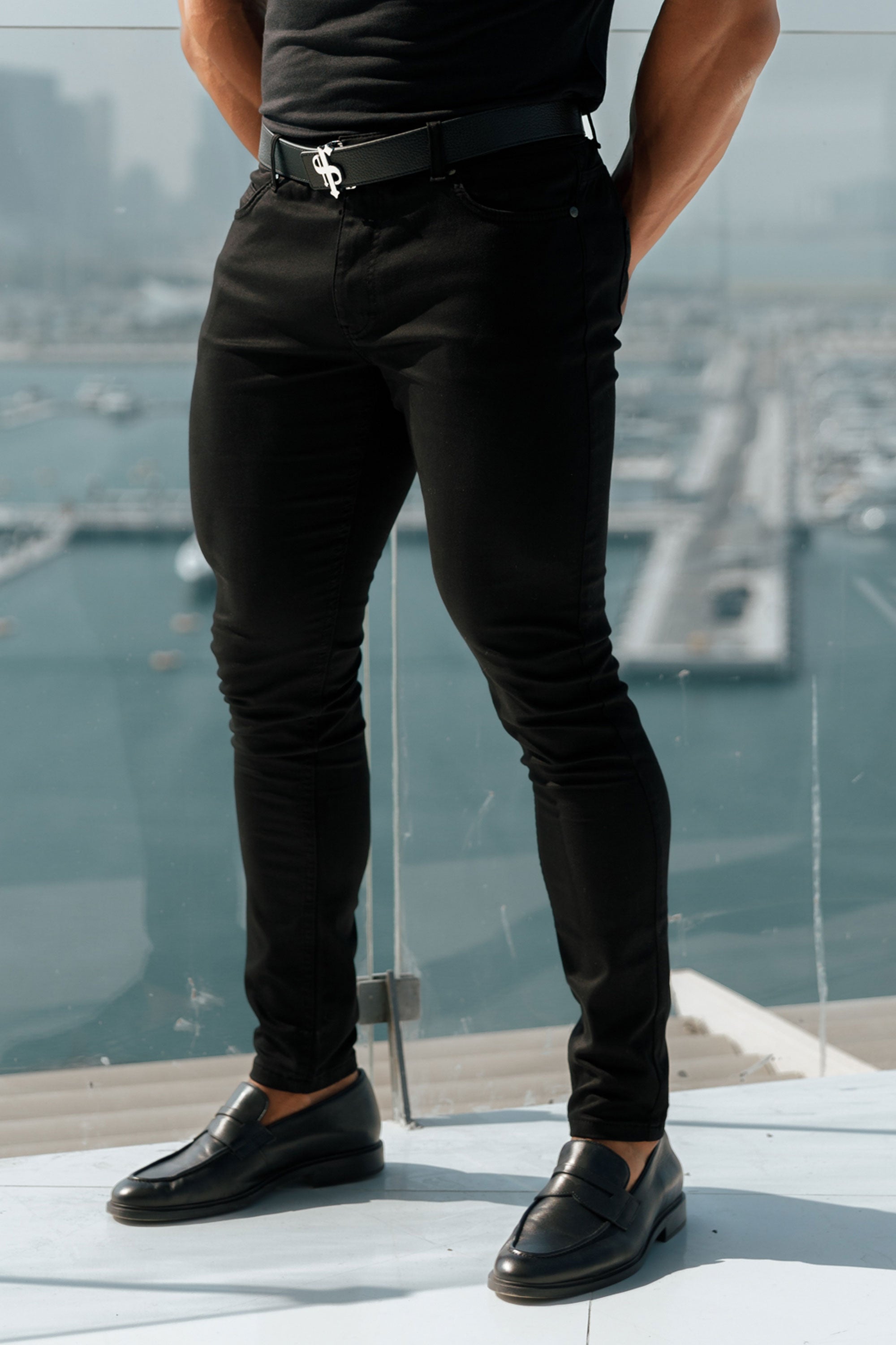 Father Sons Slim Stretch Black Sateen Pants - FSH405