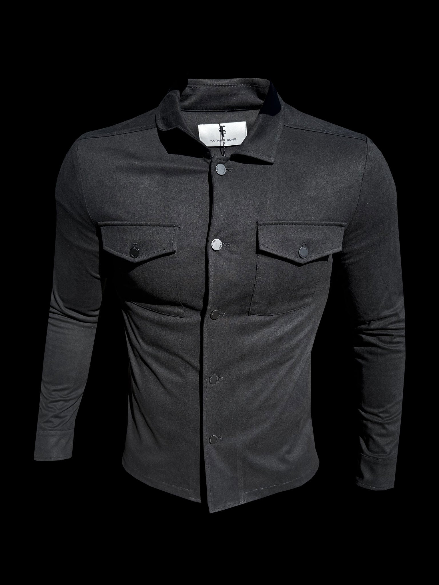 Suede Feel Button Up Jacket Black - FSN218