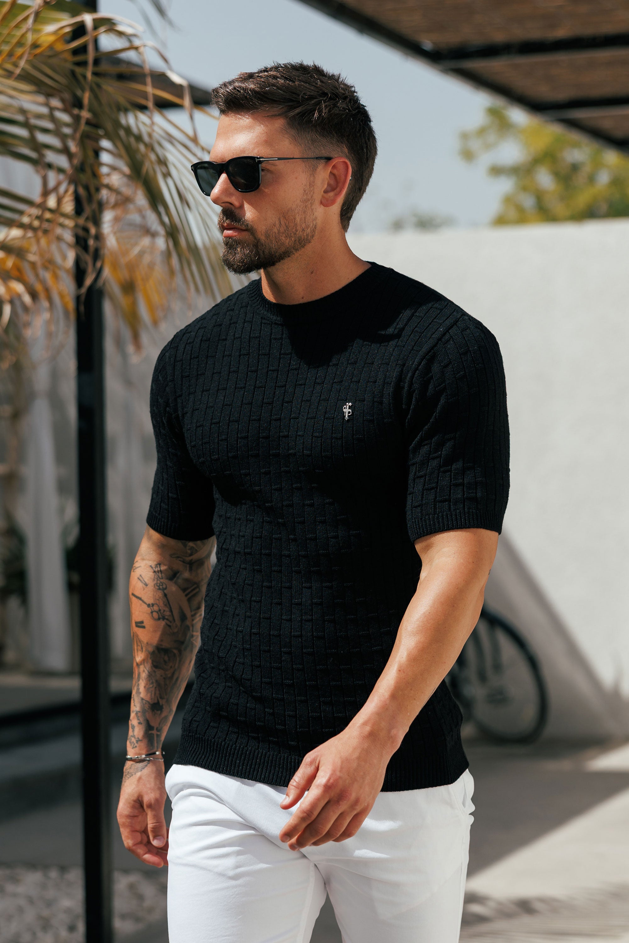 Grid Knitted SS T-shirt