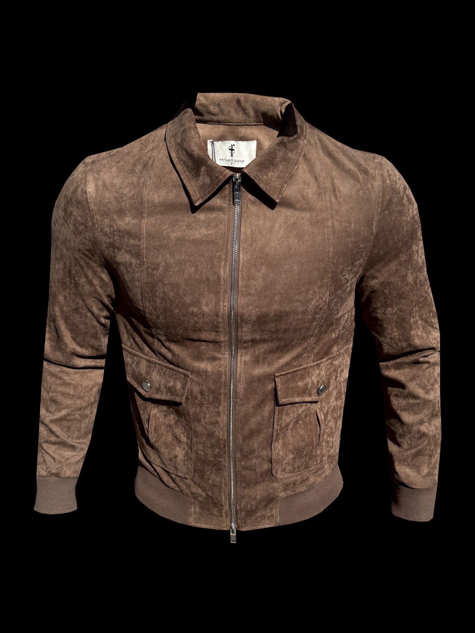 Suede Feel Light Brown Bomber Jacket - FSN229
