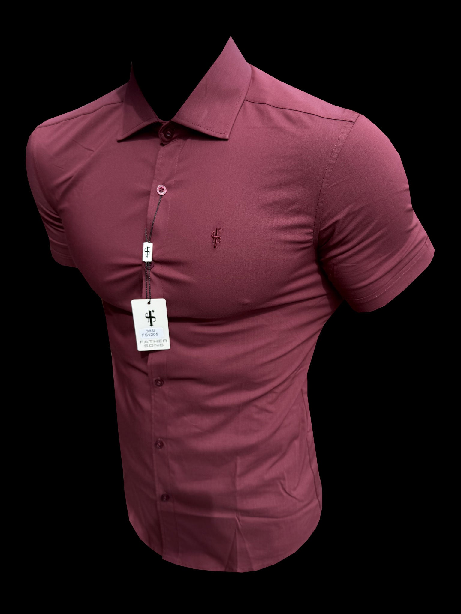 Muscle Fit Advanced Stretch Oxblood Short Sleeve with Cutaway Collar - FS1205