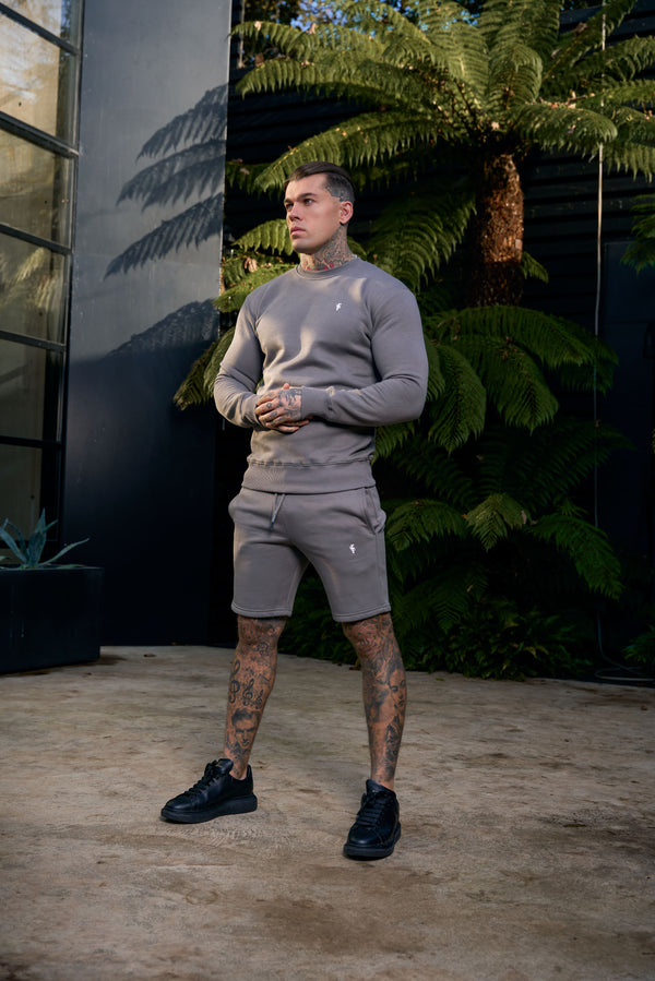 FS Plain Charcoal Crew Sweater With FS Branding - FSH1187