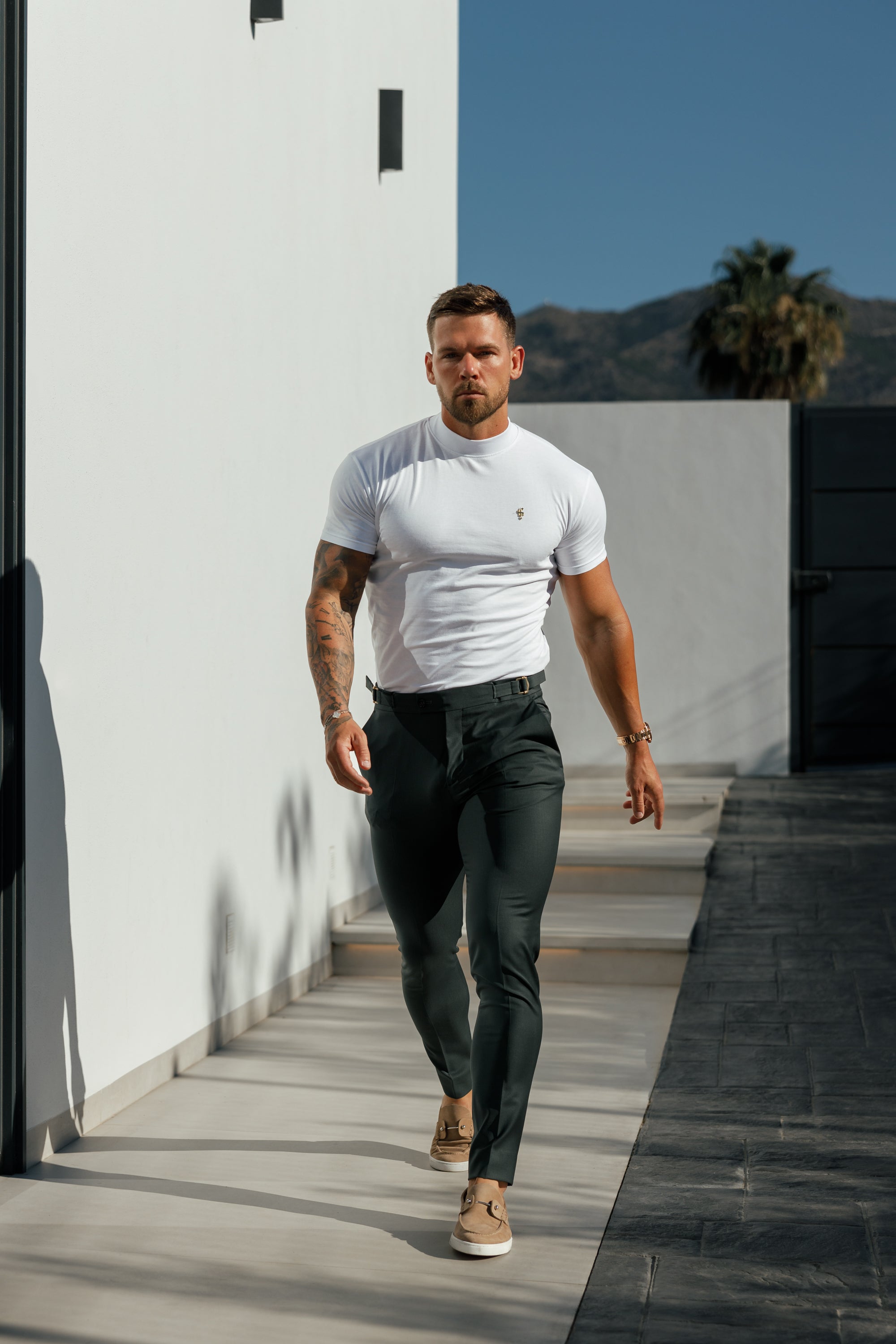 Father Sons Slim Formal Deep Green Stretch Pants with Side Adjusters - FST032