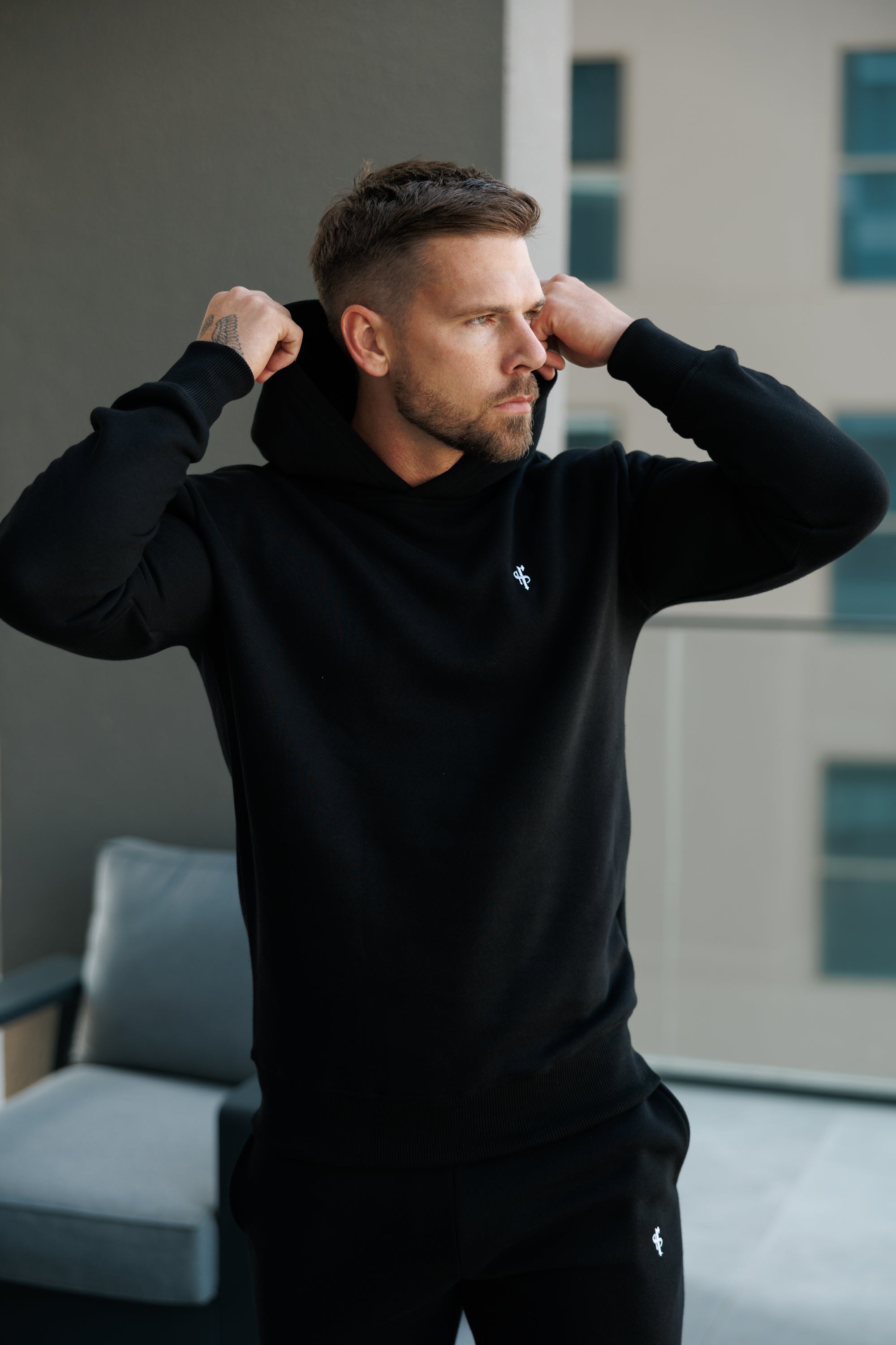 Plain Black Hoodie With FS Branding - FSH1189