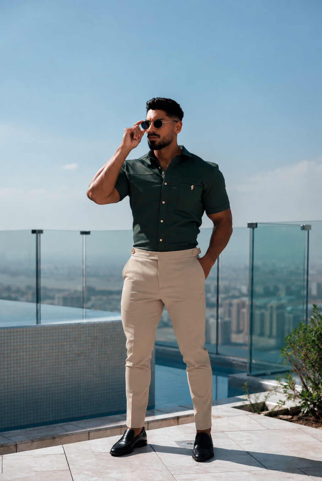 Tailored Formal New Beige Stretch Trousers with Elasticated Button Waist Adjuster - FST050