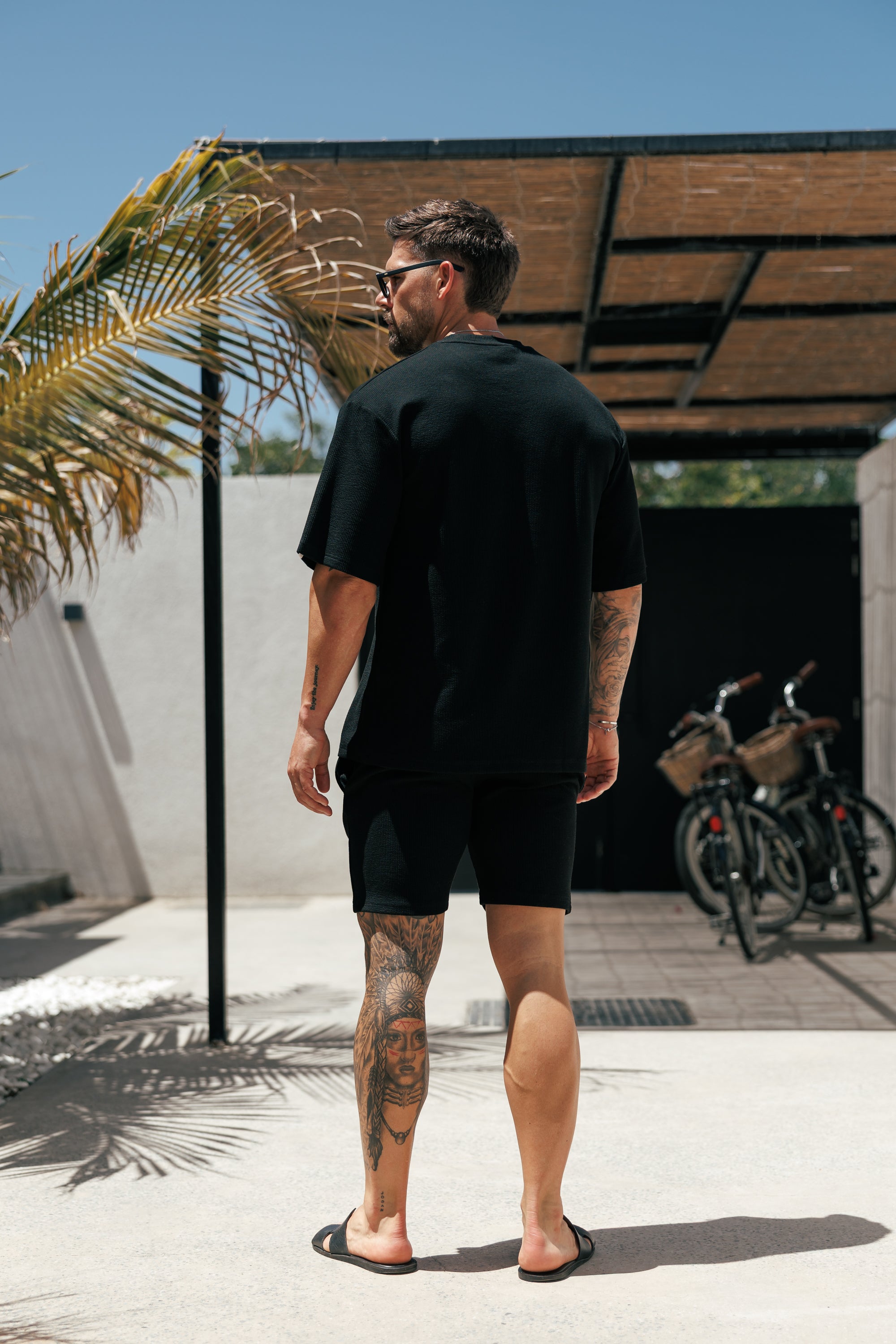 Jersey Cord Black Oversized T-Shirt - FSR102  (PRE ORDER 18TH JULY)
