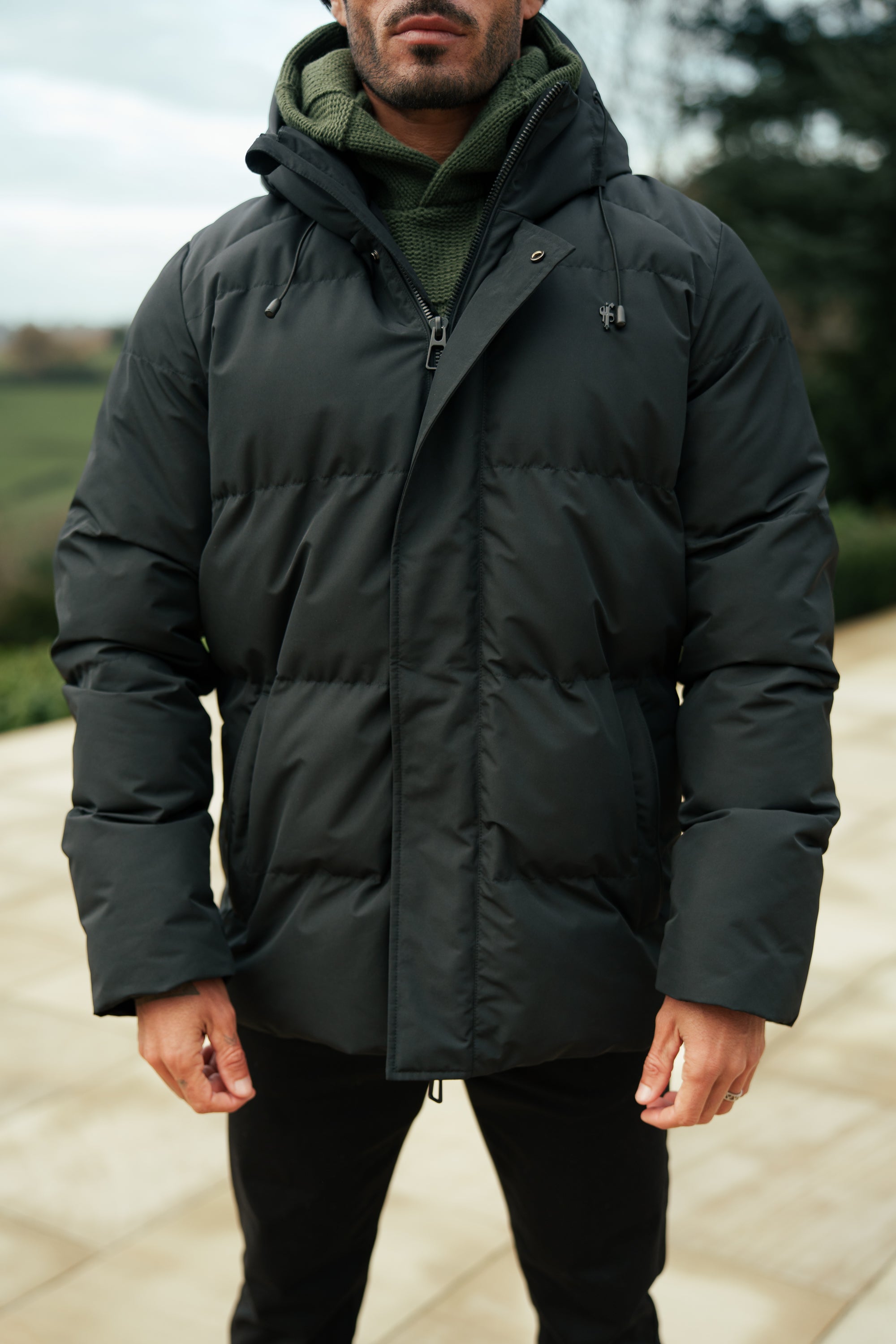 Black Padded Coat with Hood - FSN234