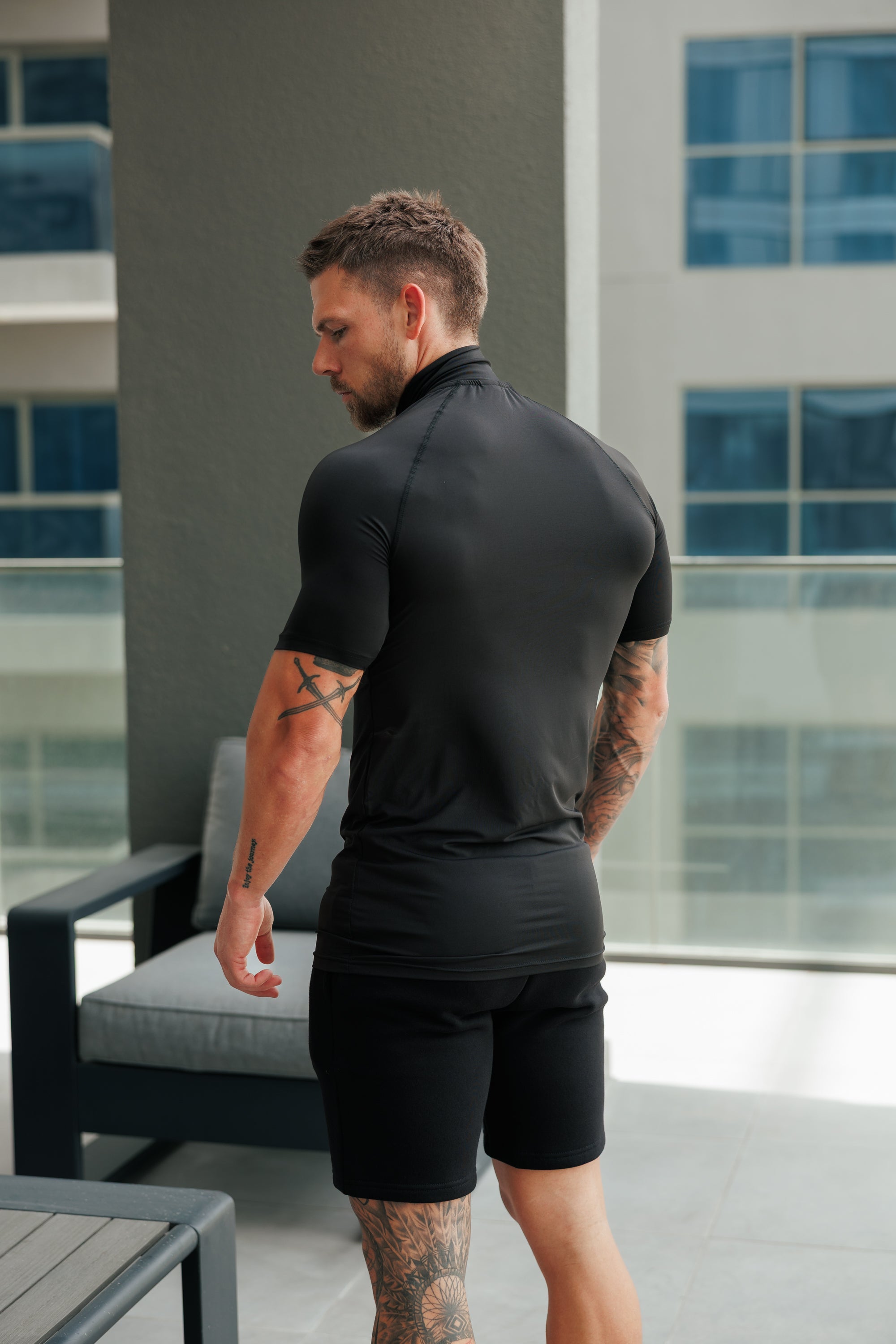 SS Black Half Zip Gym Top - FSH1311