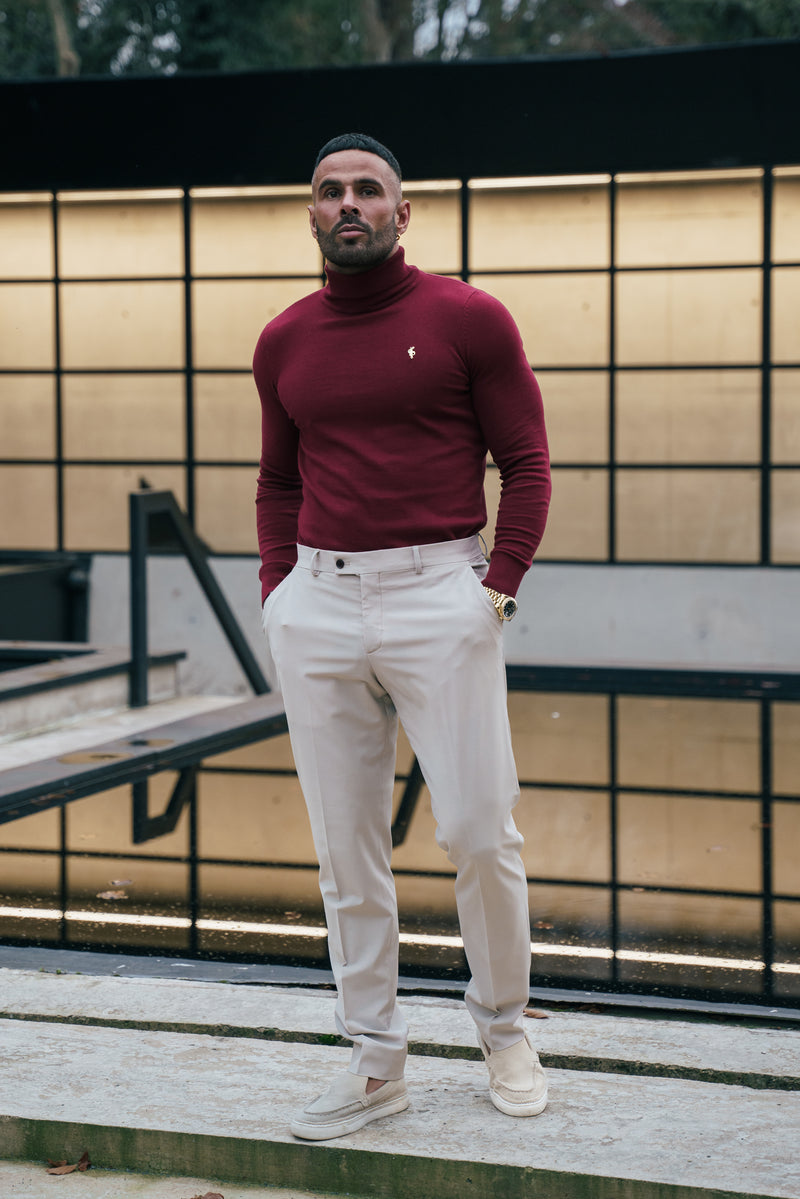 FS Brick Red Roll Neck Knitted Jumper With FS Branding -  FSN203