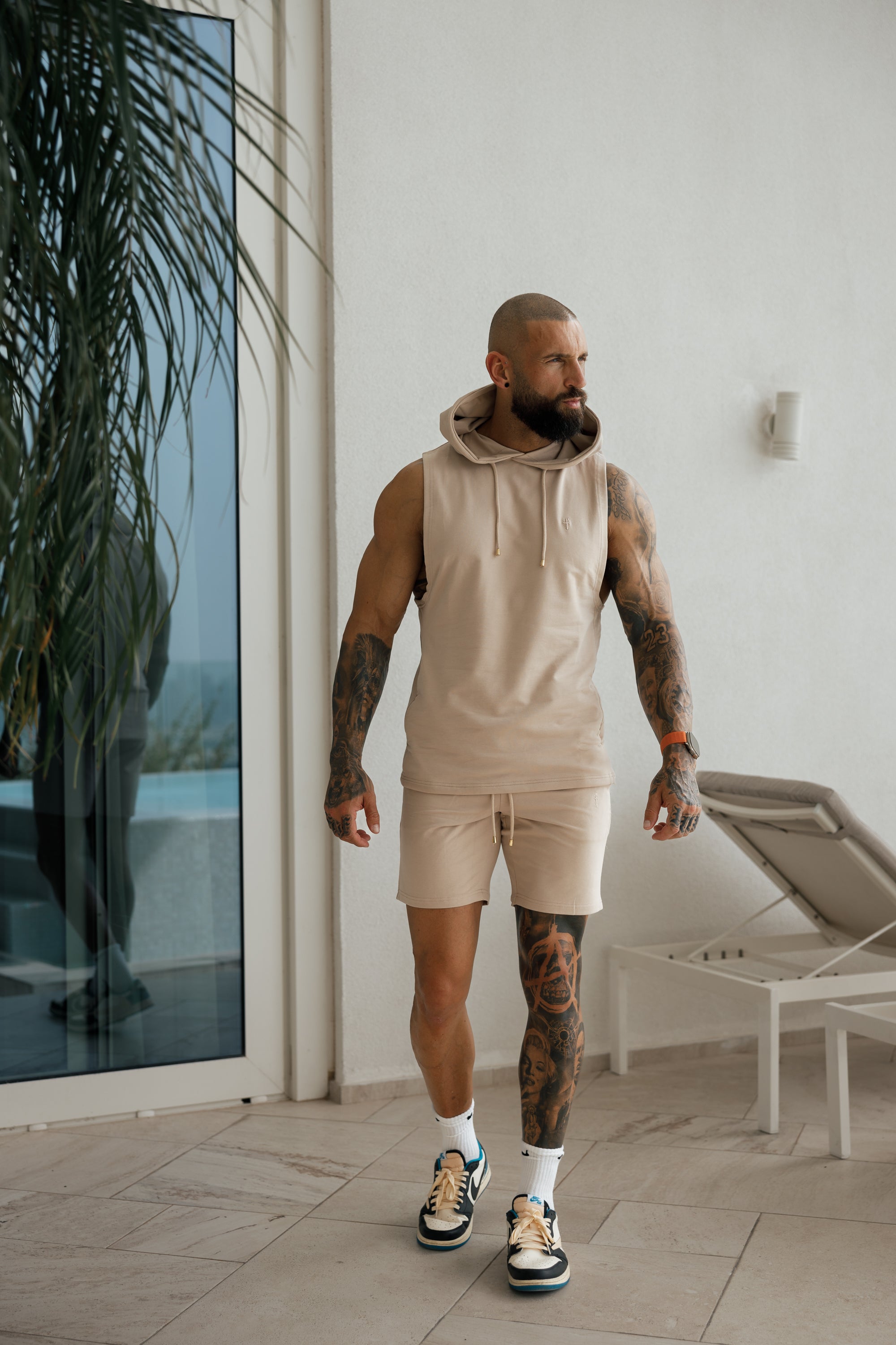 Beige Elasticated Shorts - FSH900