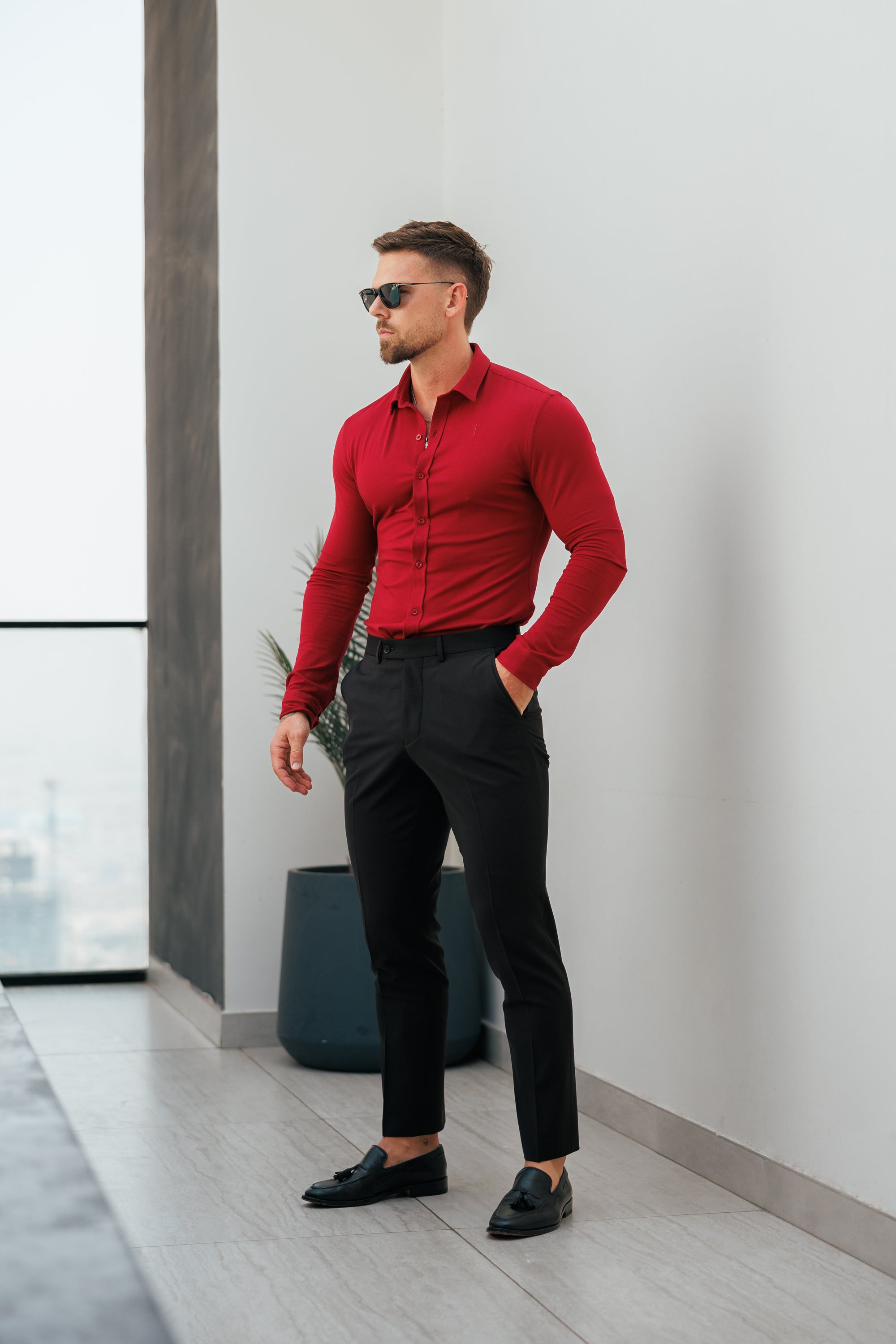 Fitted Ox Blood Long Sleeve Jersey - FSD002