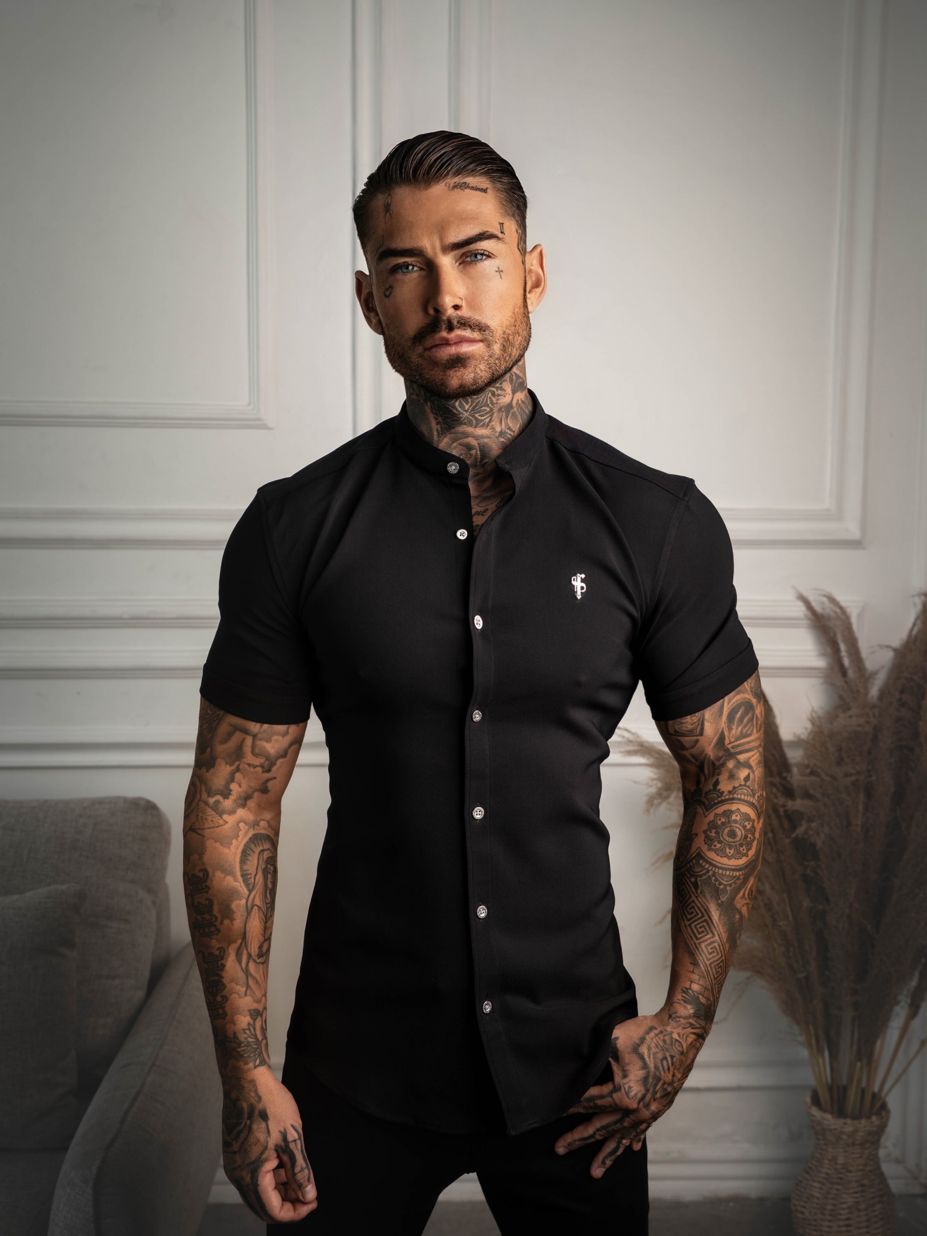 Super Slim SS Black Scuba with Grandad Collar - FS1192