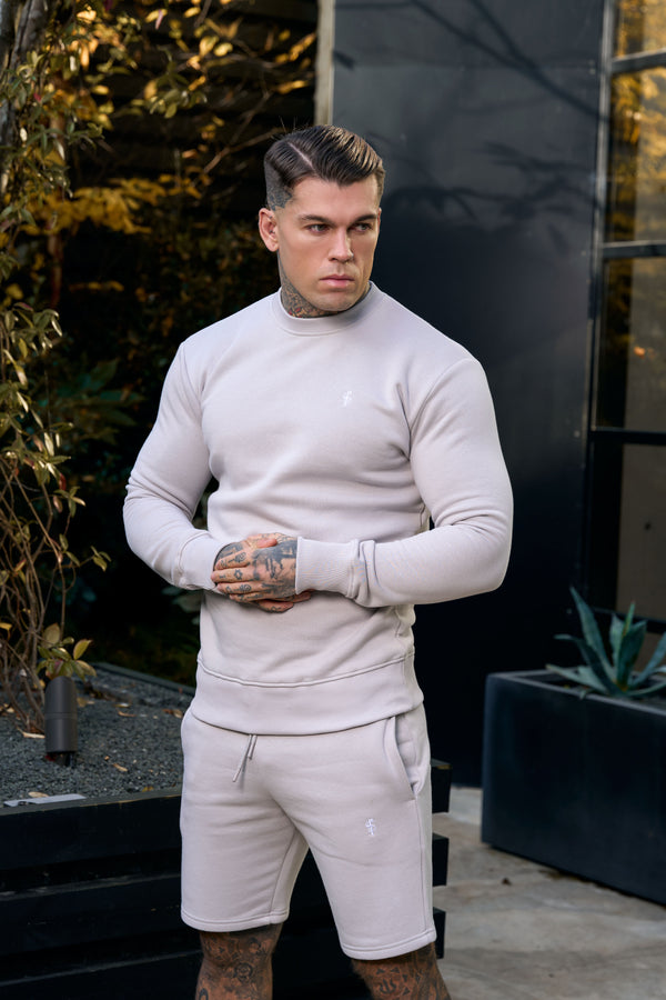 FS Plain Light Grey Crew Sweater With FS Branding - FSH1184