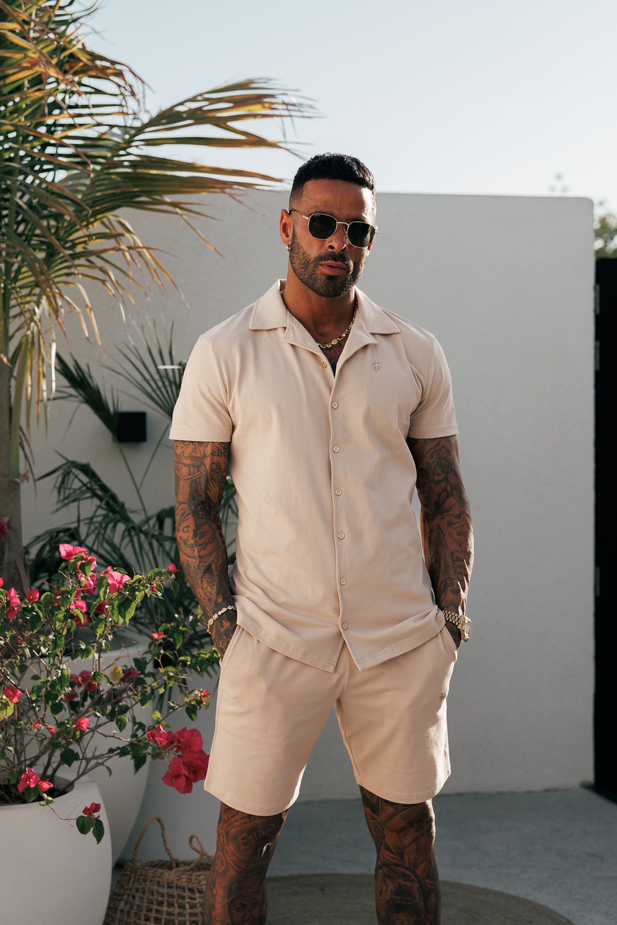 Beige Pique Shorts - FSH1362