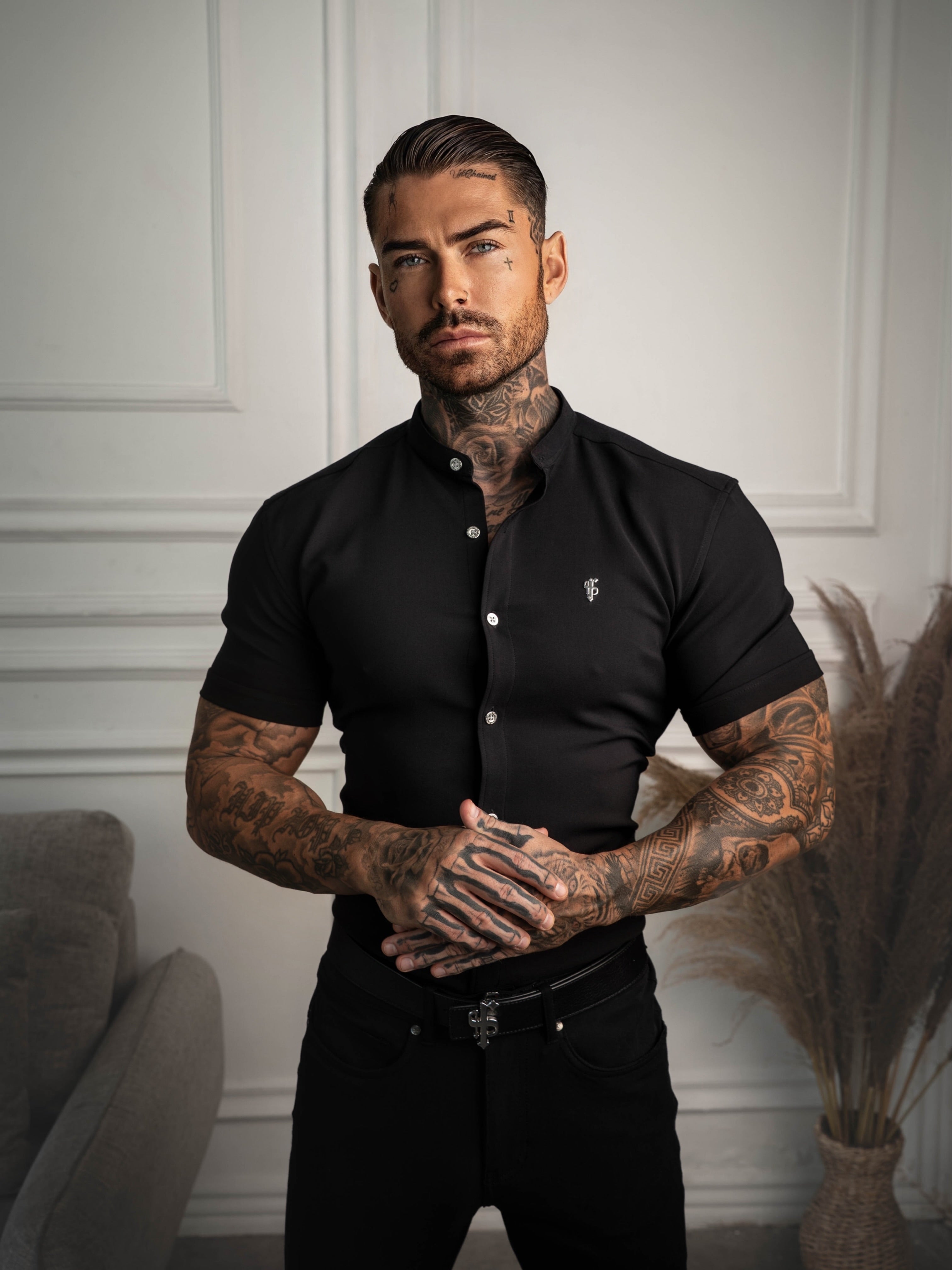 Super Slim SS Black Scuba with Grandad Collar - FS1192