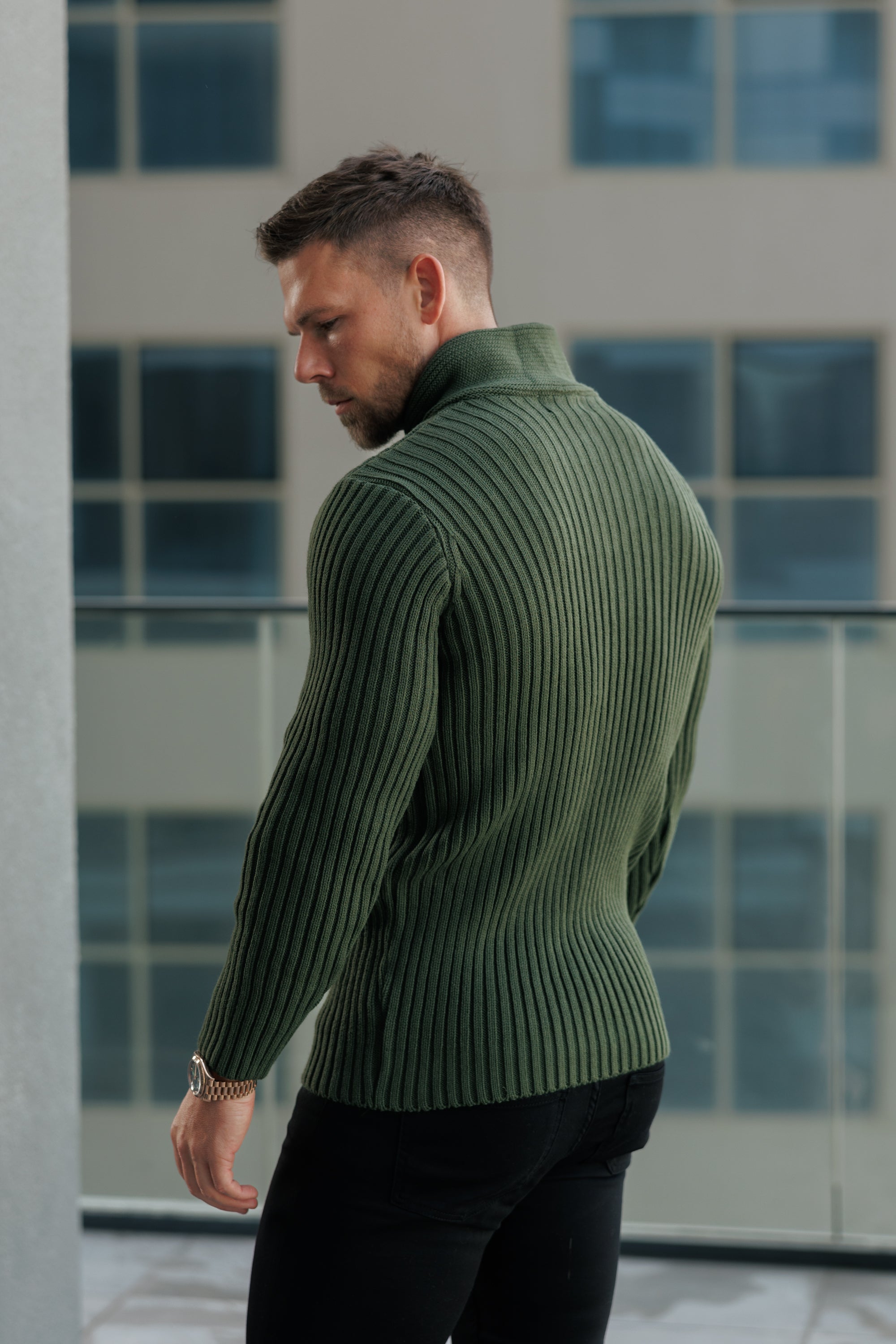 Father Sons Chunky Cable Knit Olive Sweater -  FSJ061