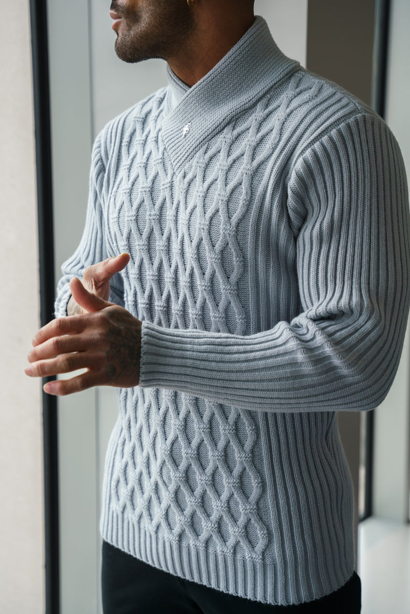 Father Sons Chunky Cable Knit Cop Grey Sweater - FSJ064