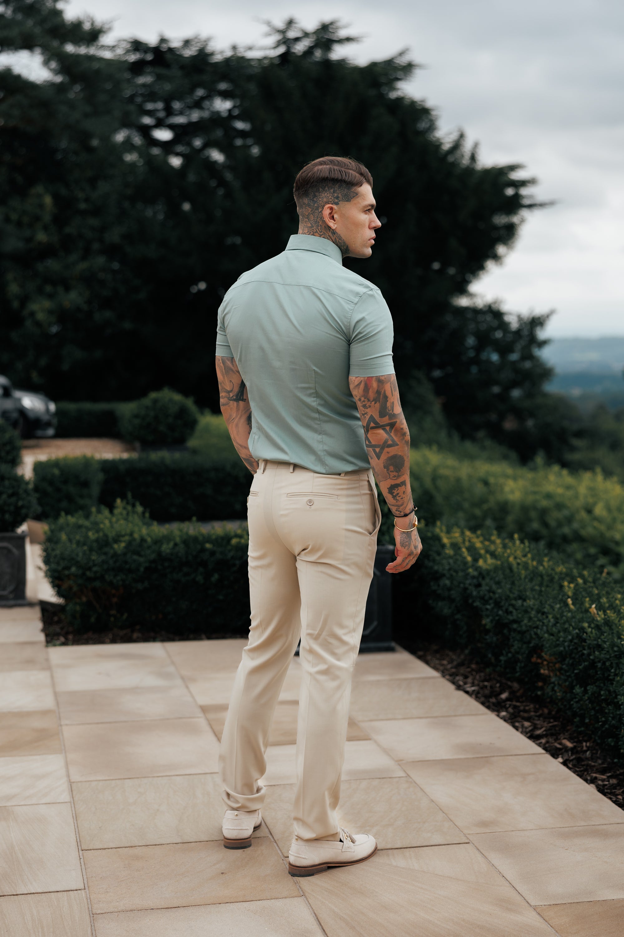 Muscle Fit Advanced Stretch Khaki Short Sleeve with Cutaway Collar - FS1204