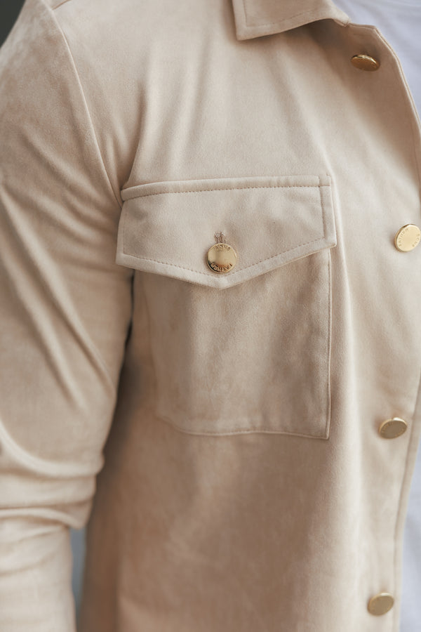 FS Suede Feel Button Up Jacket Beige / Gold - FSN219