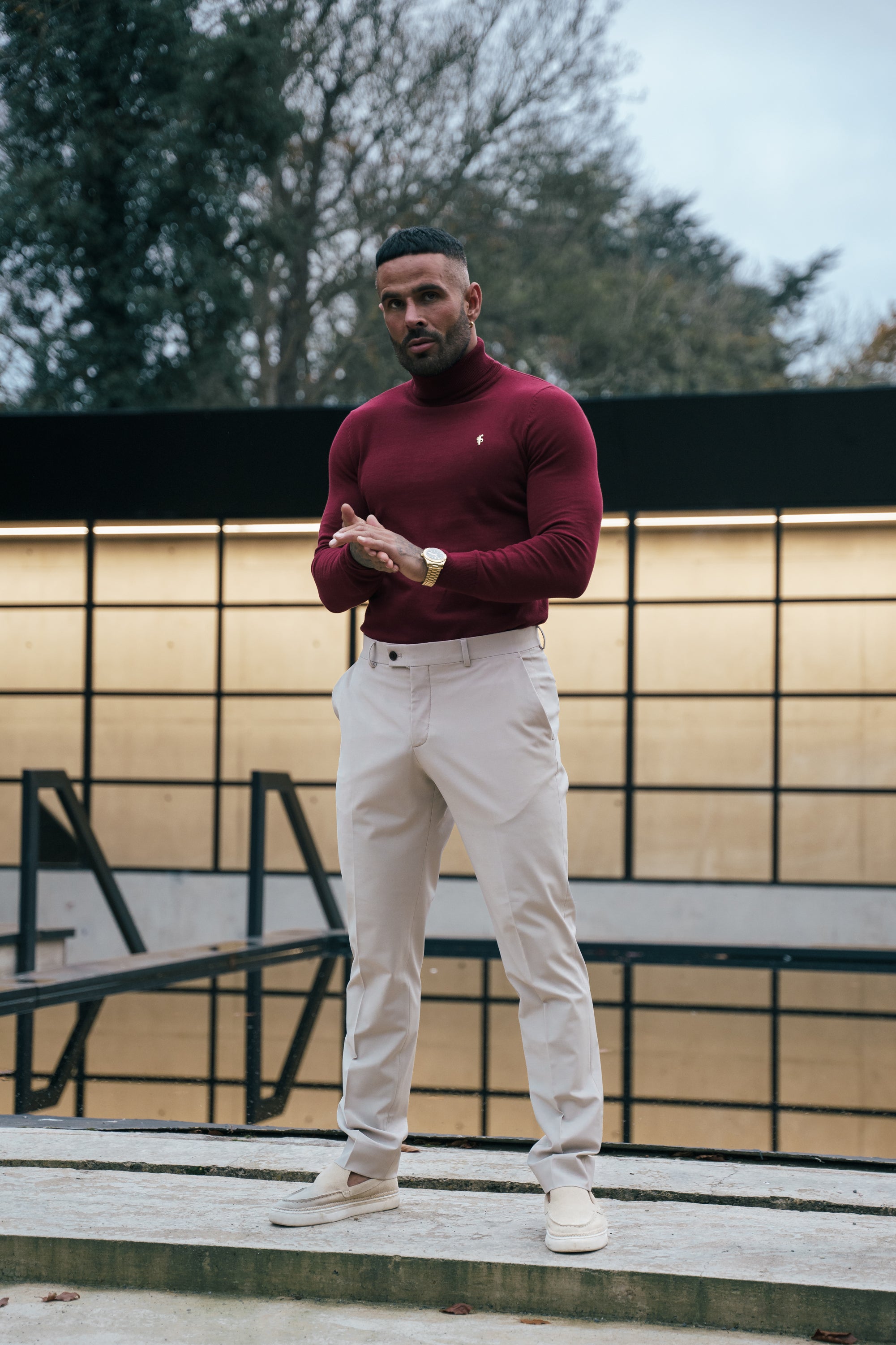 FS Brick Red Roll Neck Knitted Jumper With FS Branding -  FSN203