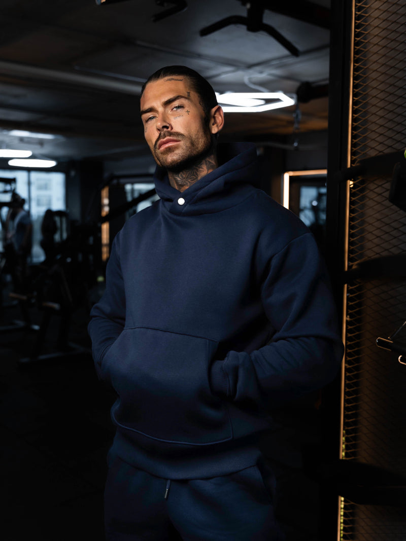 FS Navy Oversized Hoodie With Functional FS Stud - FSR002